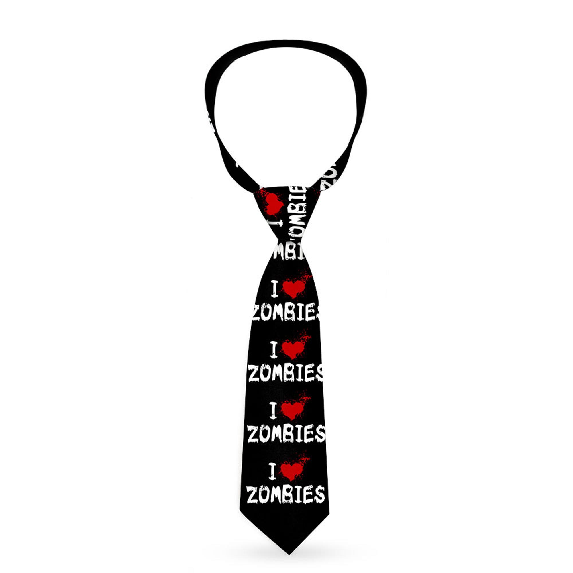 Buckle-Down Necktie - I "Heart" ZOMBIES Bloody Splatter Black/White/Red Neckties Buckle-Down