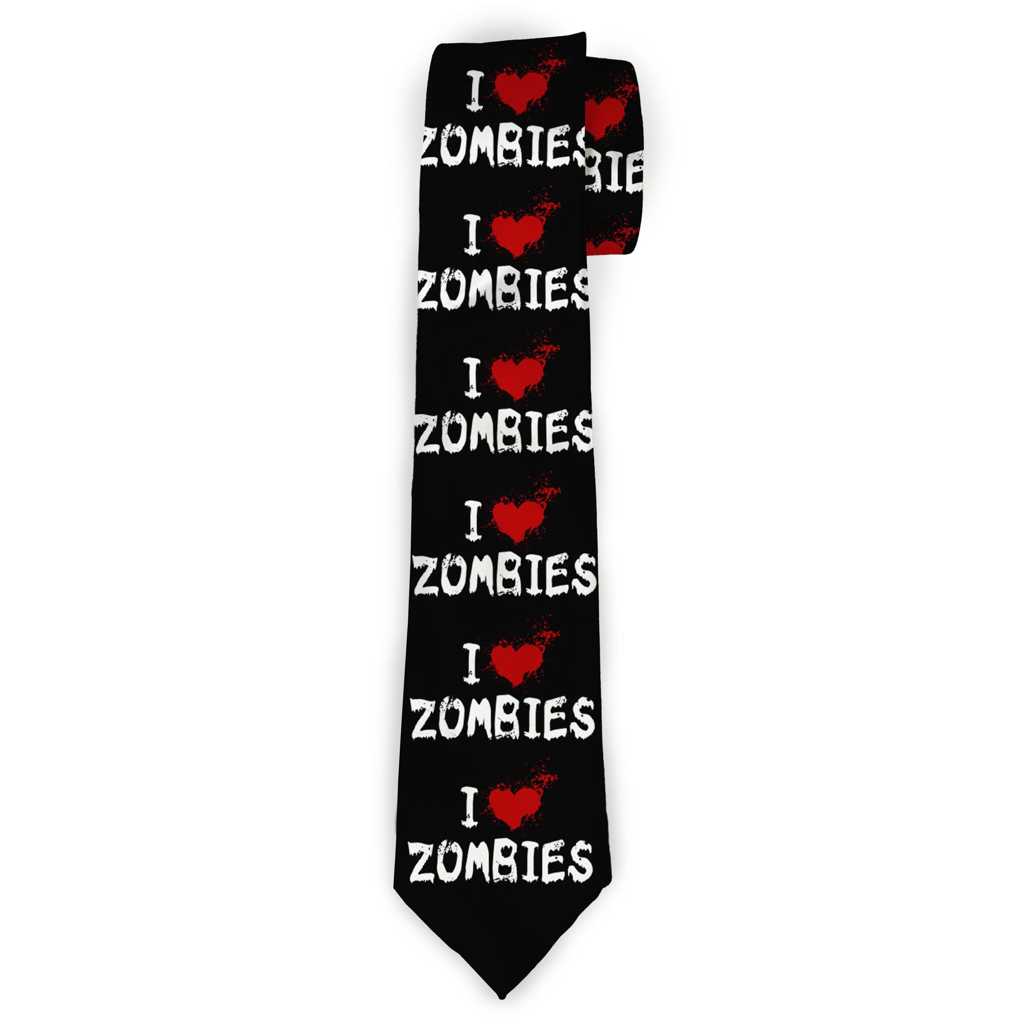 Buckle-Down Necktie - I "Heart" ZOMBIES Bloody Splatter Black/White/Red Neckties Buckle-Down