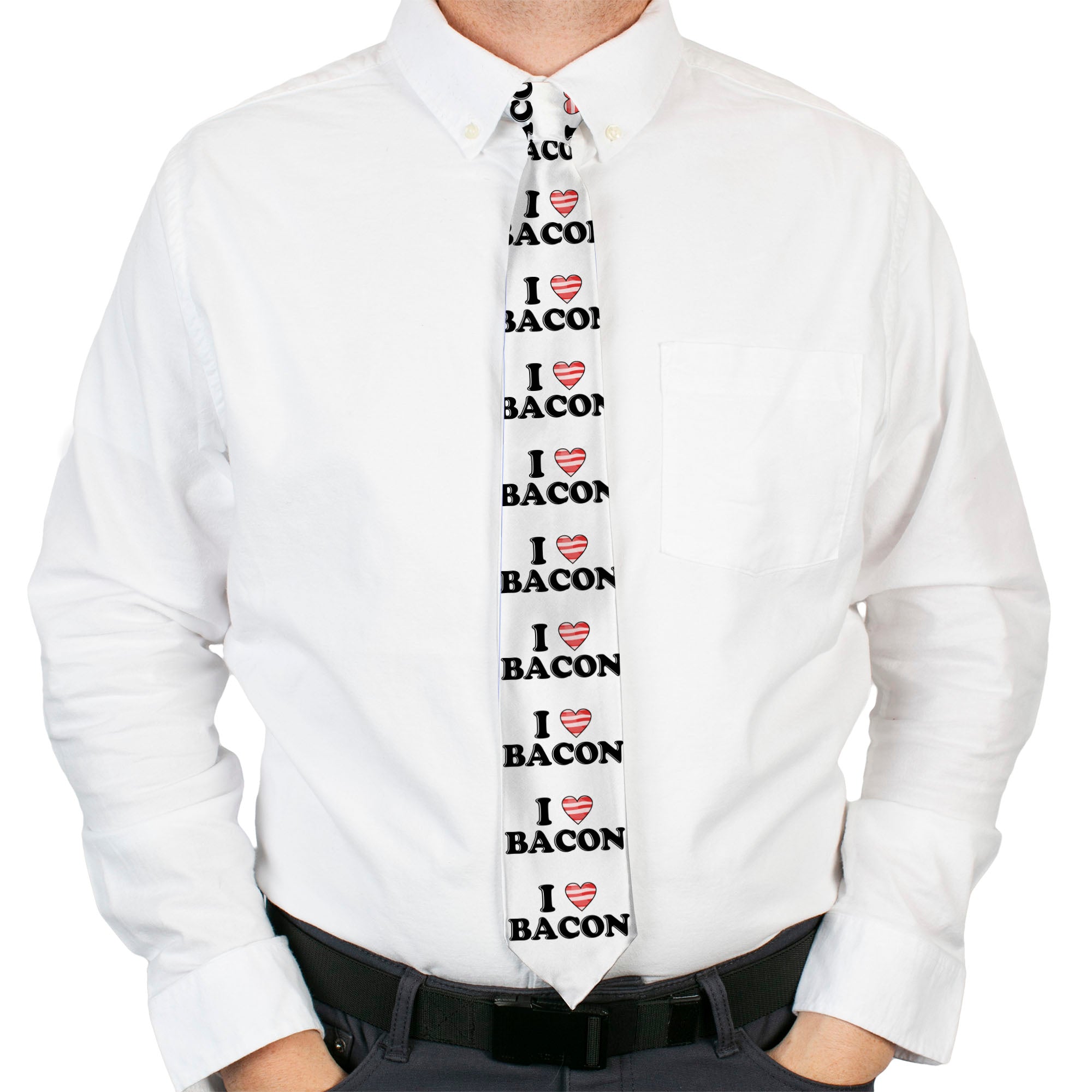 Buckle-Down Necktie - I "Heart" BACON White/Black/Bacon Neckties Buckle-Down