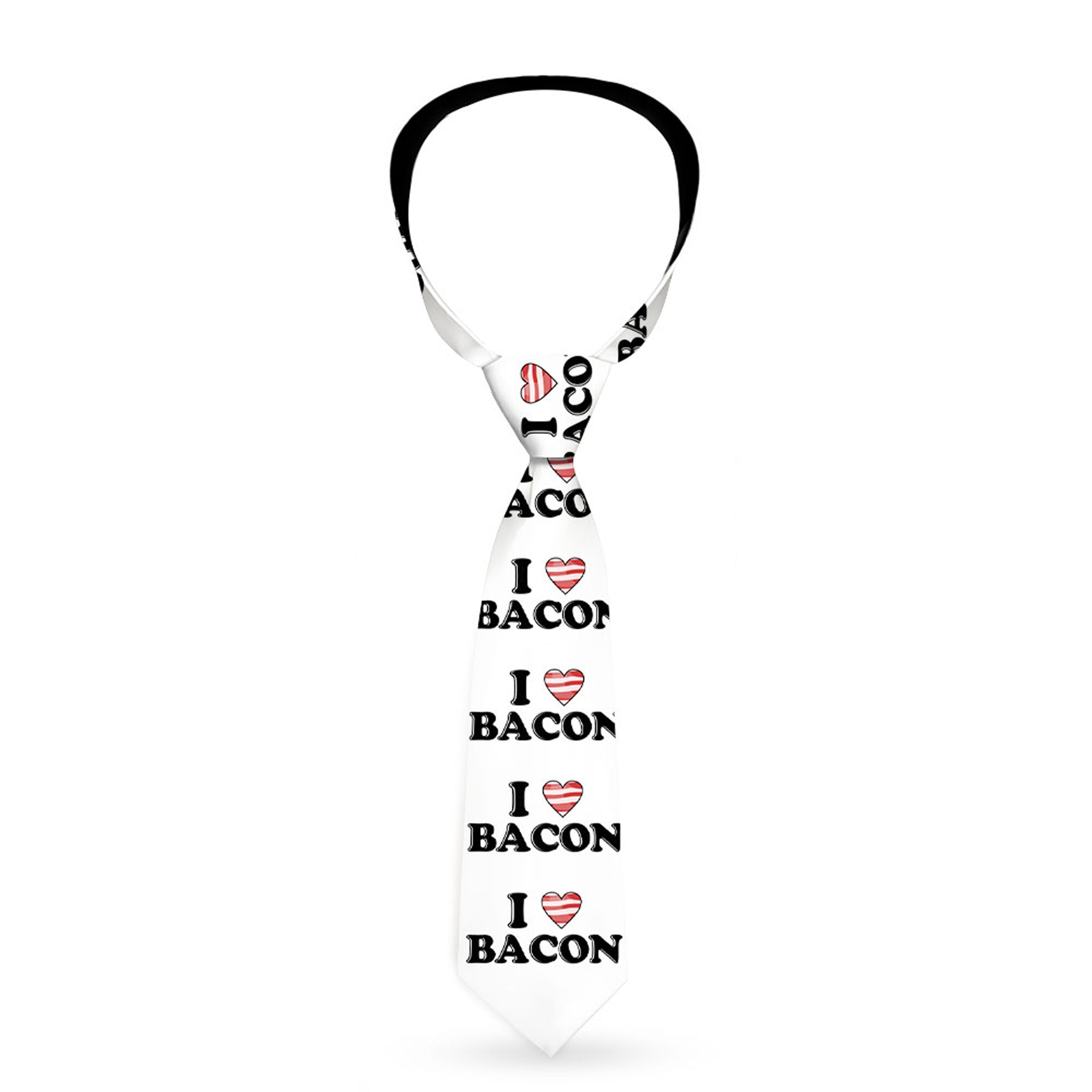 Buckle-Down Necktie - I "Heart" BACON White/Black/Bacon Neckties Buckle-Down