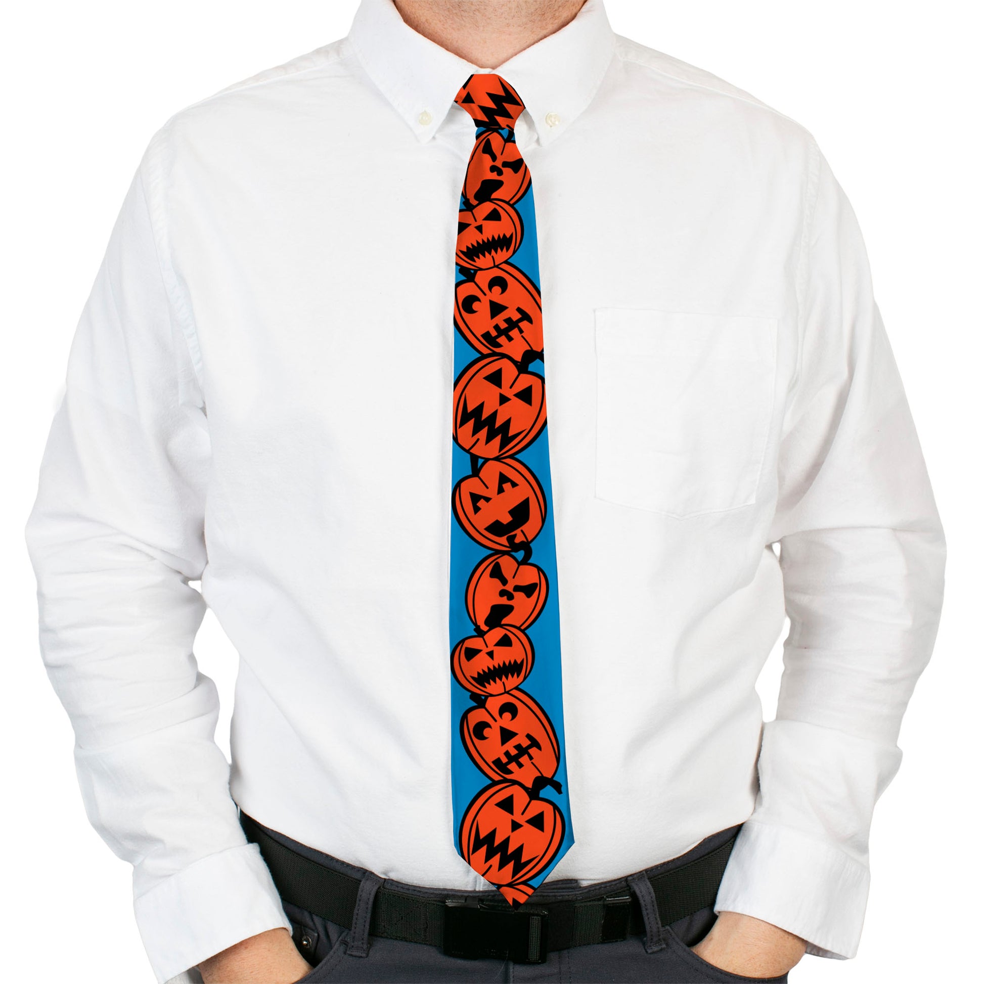 Buckle-Down Necktie - Jack-o'-Lanterns Blue Neckties Buckle-Down