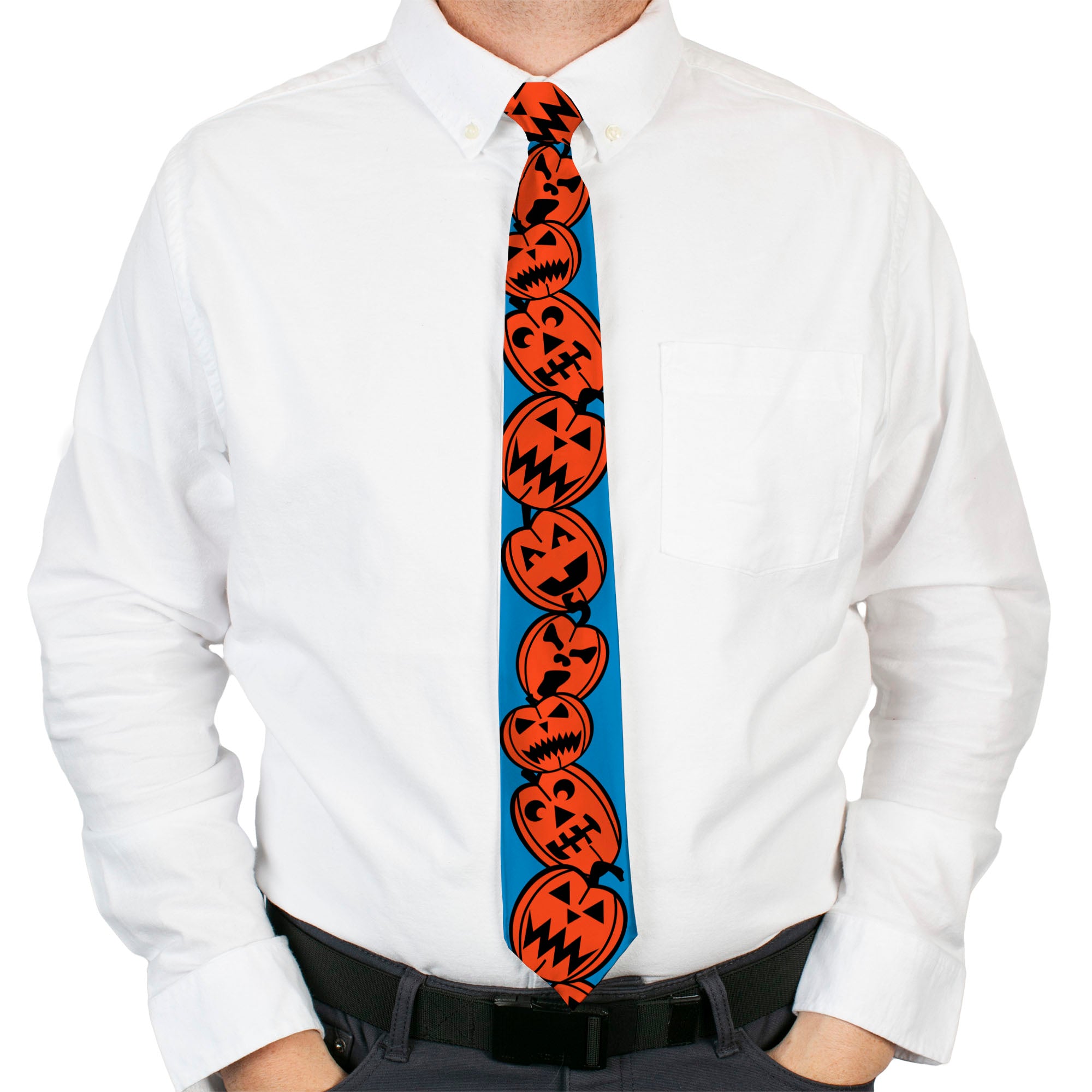 Buckle-Down Necktie - Jack-o'-Lanterns Blue Neckties Buckle-Down