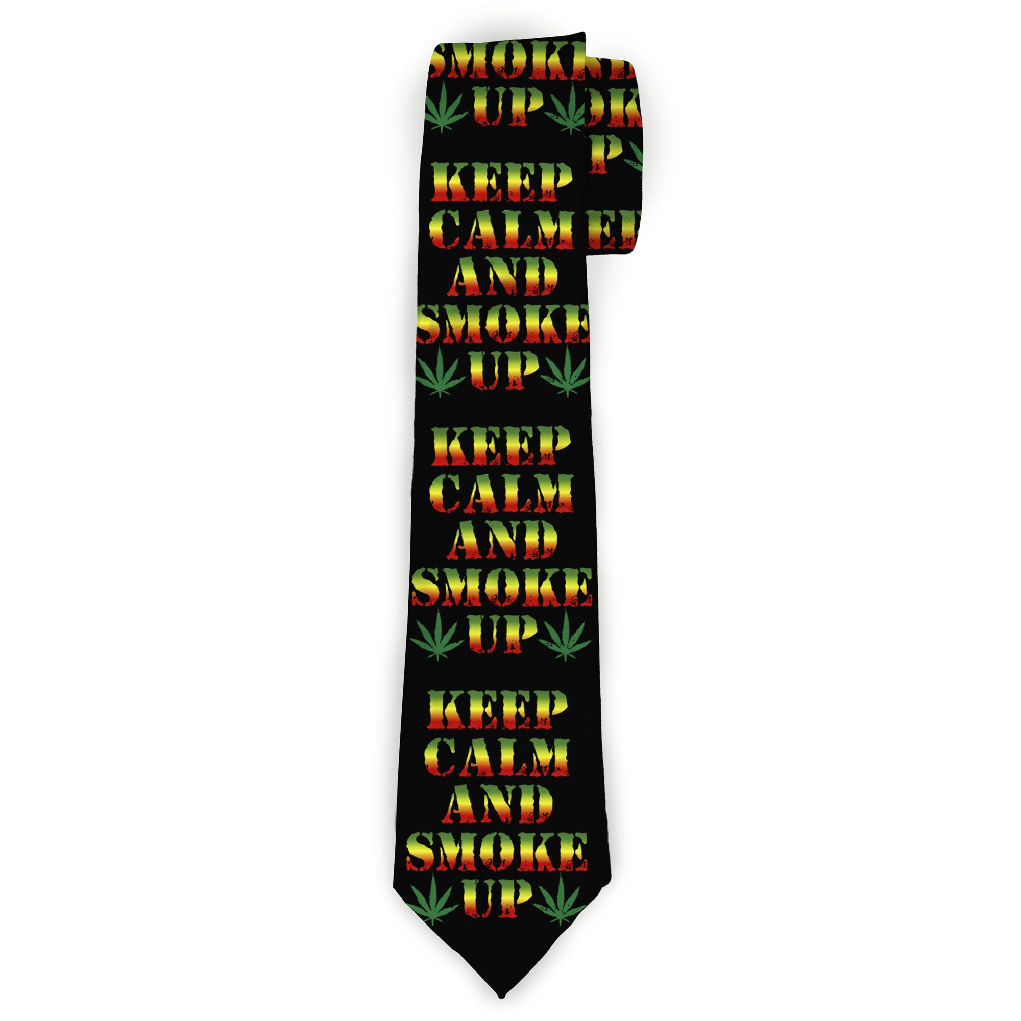 Buckle-Down Necktie - KEEP CALM AND SMOKE UP Black/Rasta Neckties Buckle-Down