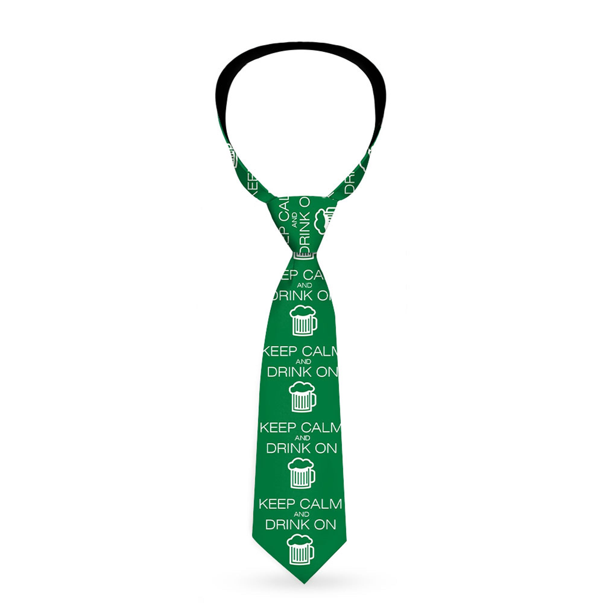 Buckle-Down Necktie - KEEP CALM AND DRINK ON/Beer Green/White Neckties Buckle-Down