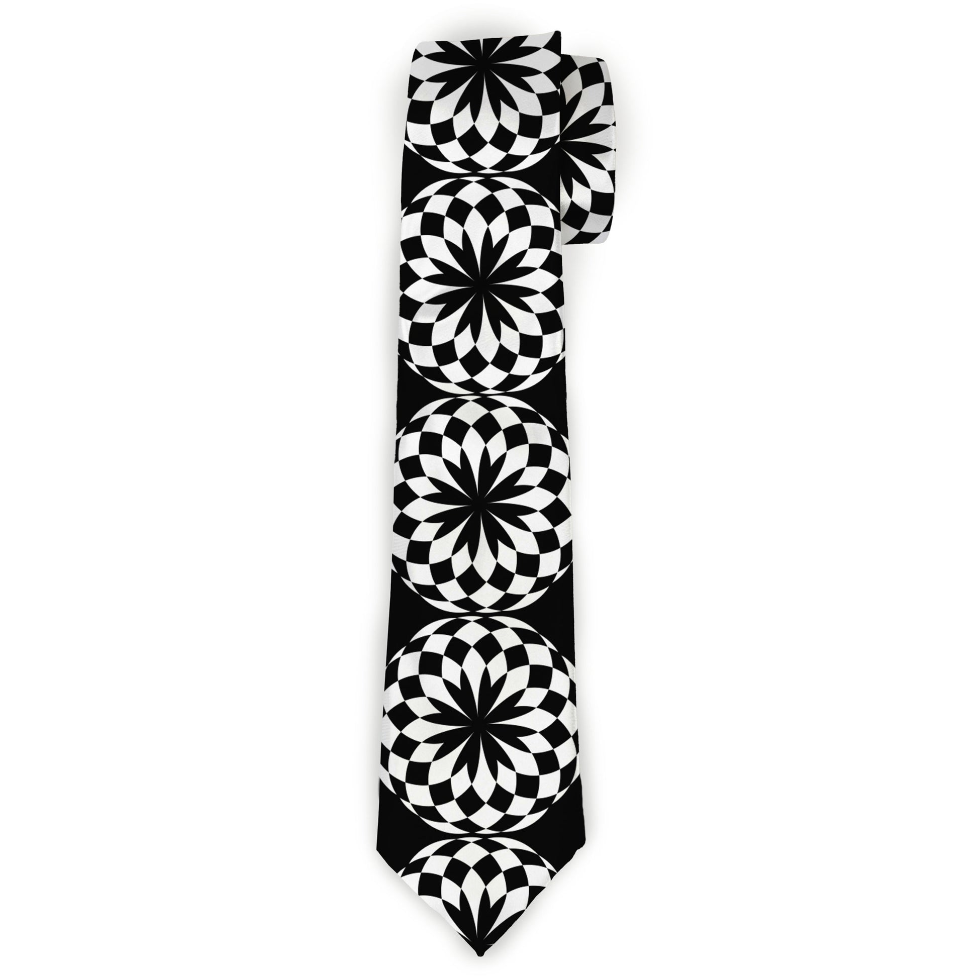 Buckle-Down Necktie - Kaleidoscope Balls White/Black Neckties Buckle-Down