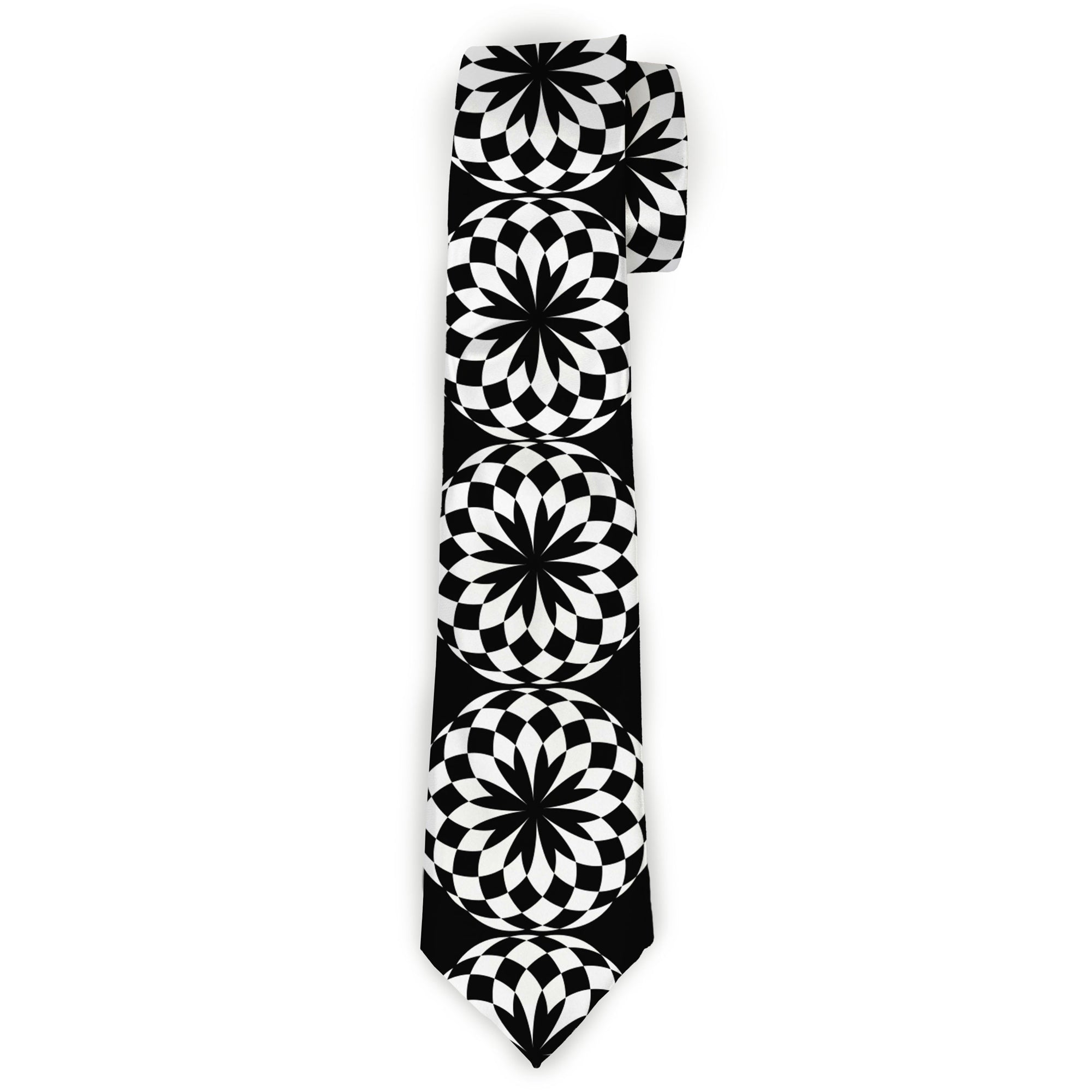 Buckle-Down Necktie - Kaleidoscope Balls White/Black Neckties Buckle-Down