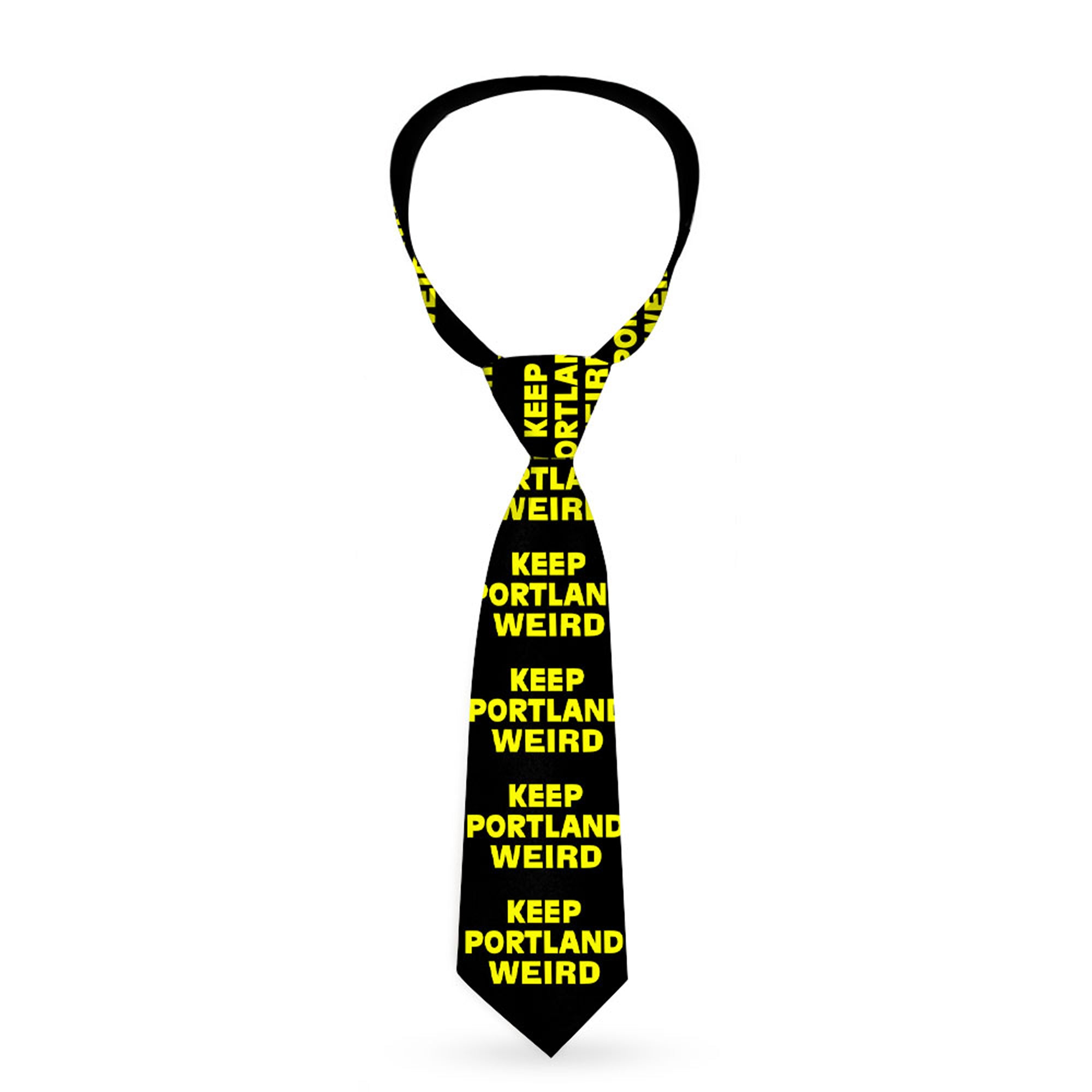 Buckle-Down Necktie - KEEP PORTLAND WEIRD Black/Yellow Neckties Buckle-Down