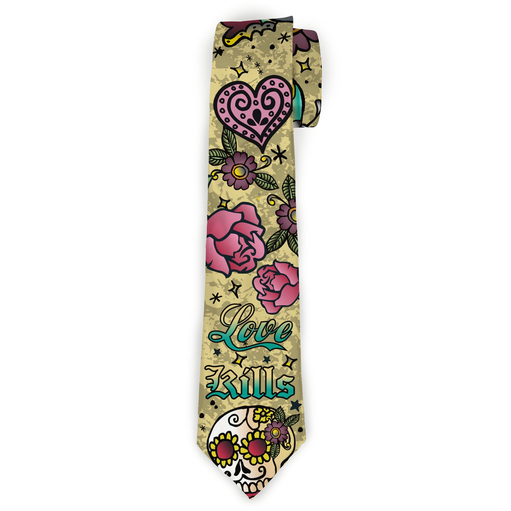Buckle-Down Necktie - Love Kills Tan Neckties Buckle-Down