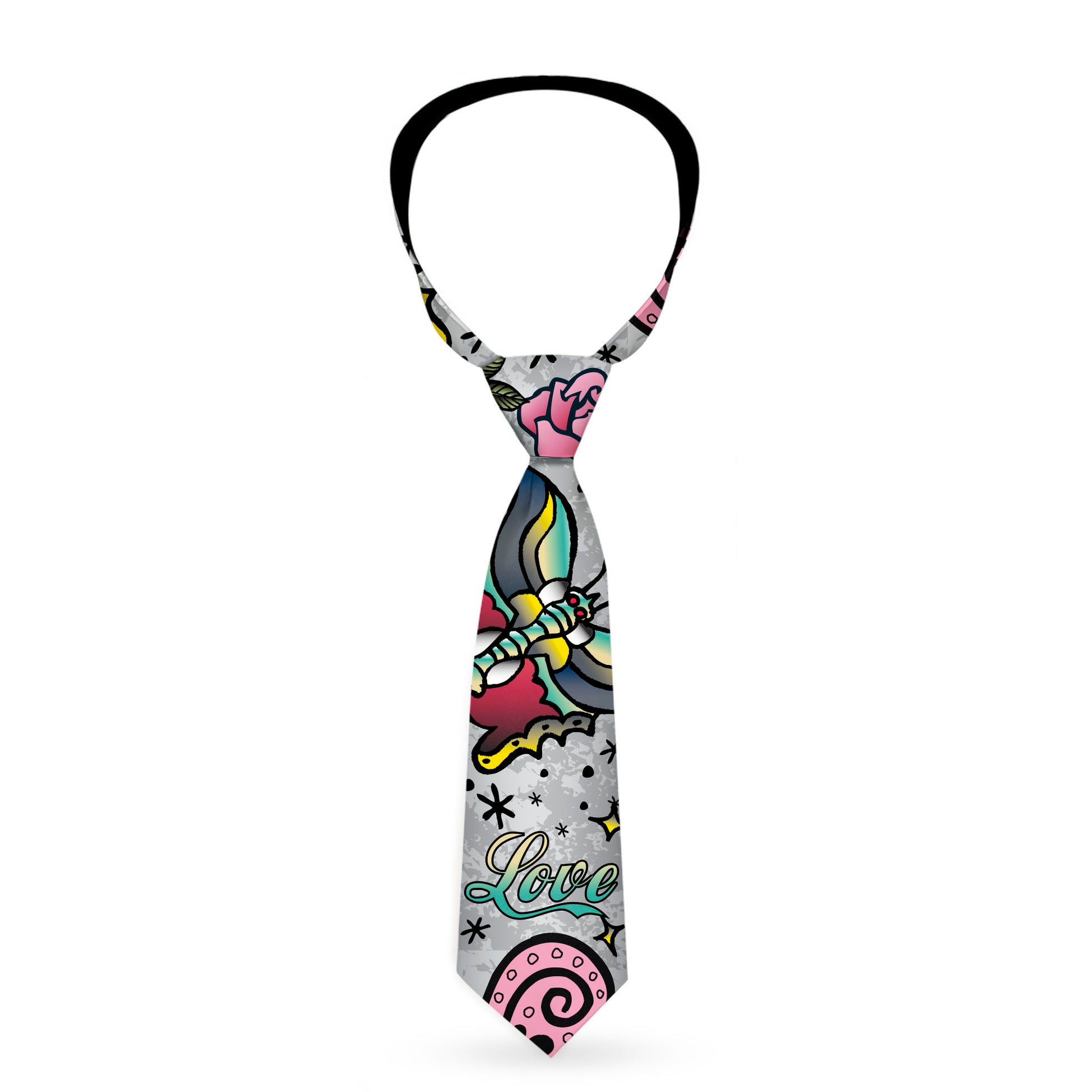 Buckle-Down Necktie - Love Love Gray Neckties Buckle-Down