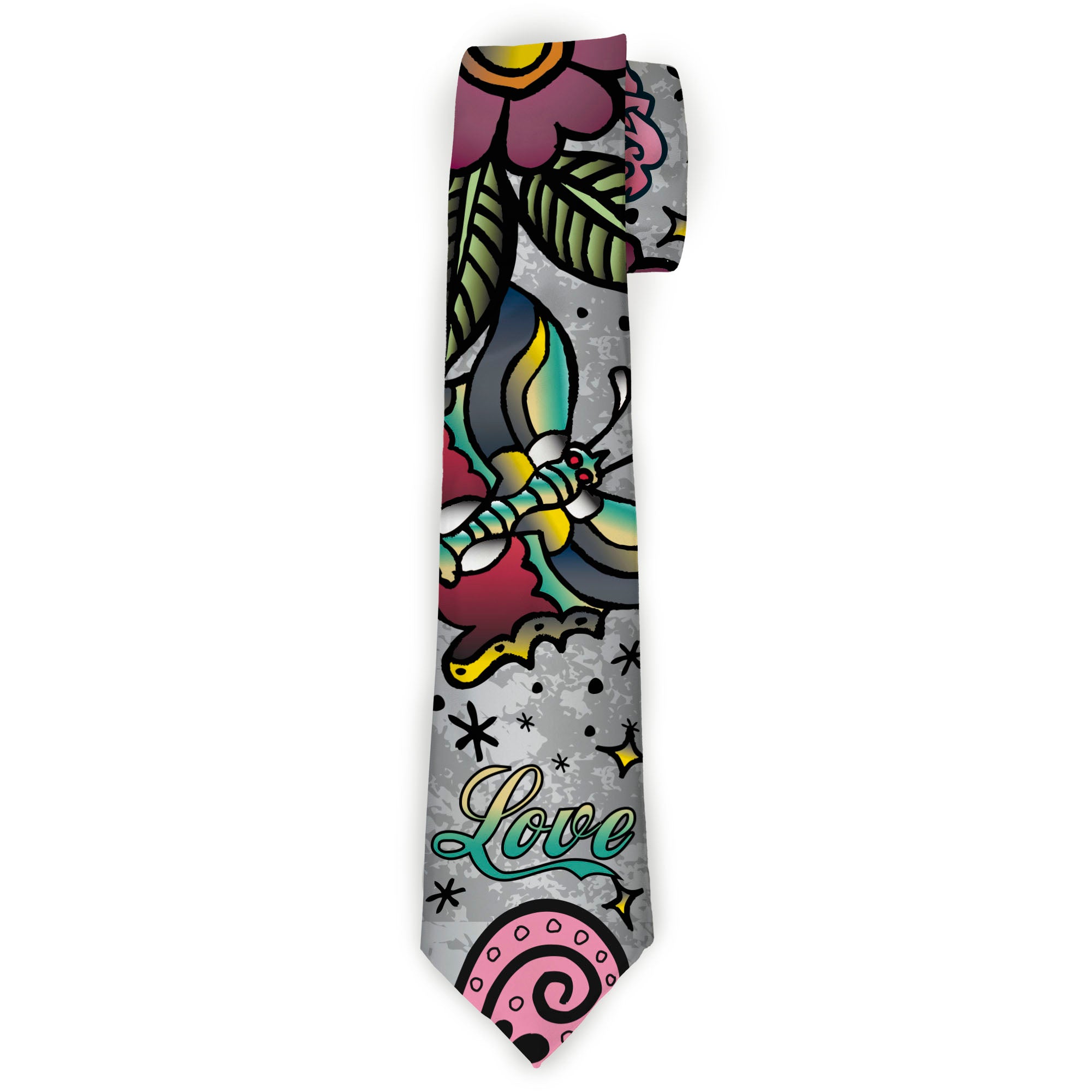 Buckle-Down Necktie - Love Love Gray Neckties Buckle-Down