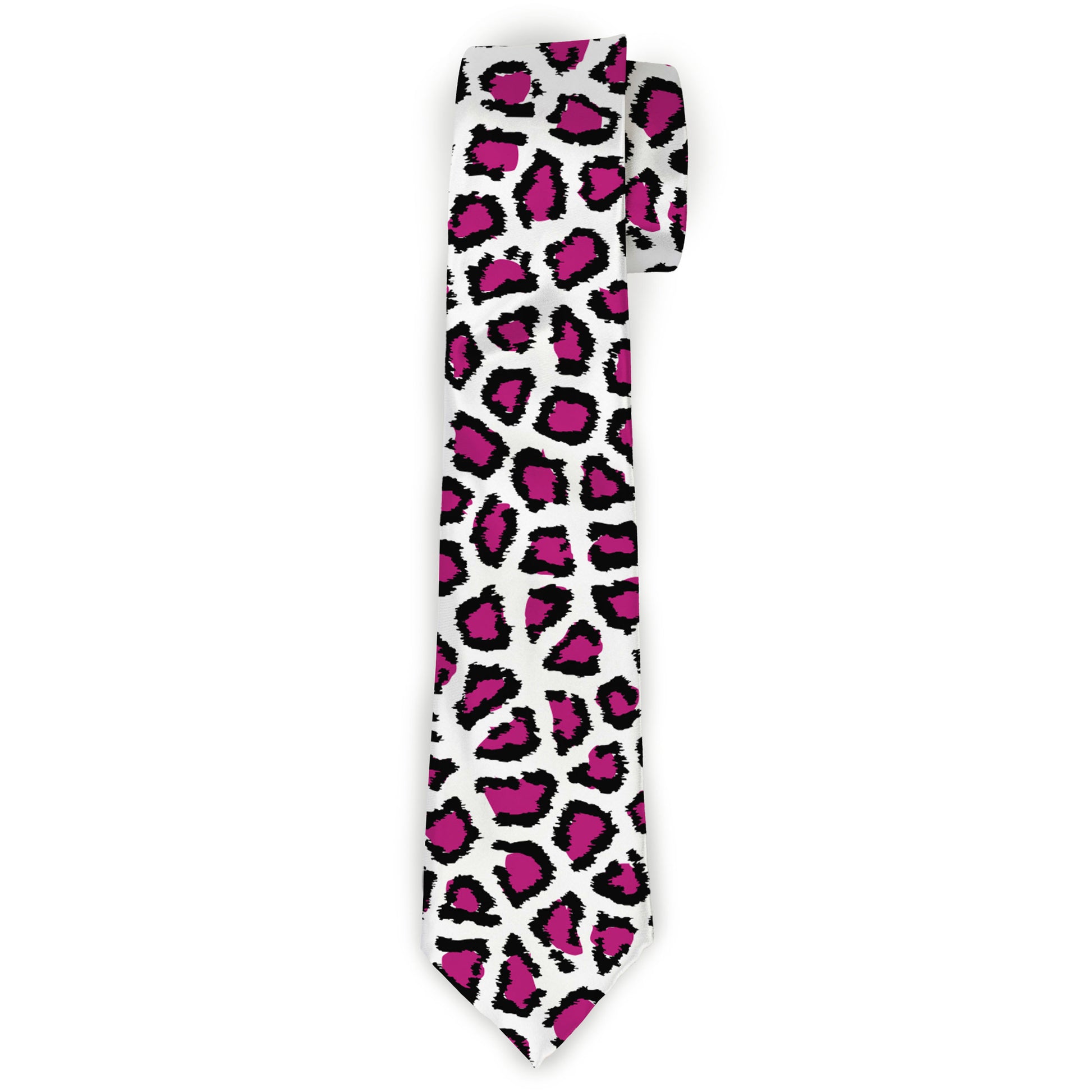 Buckle-Down Necktie - Leopard White/Fuchsia Neckties Buckle-Down