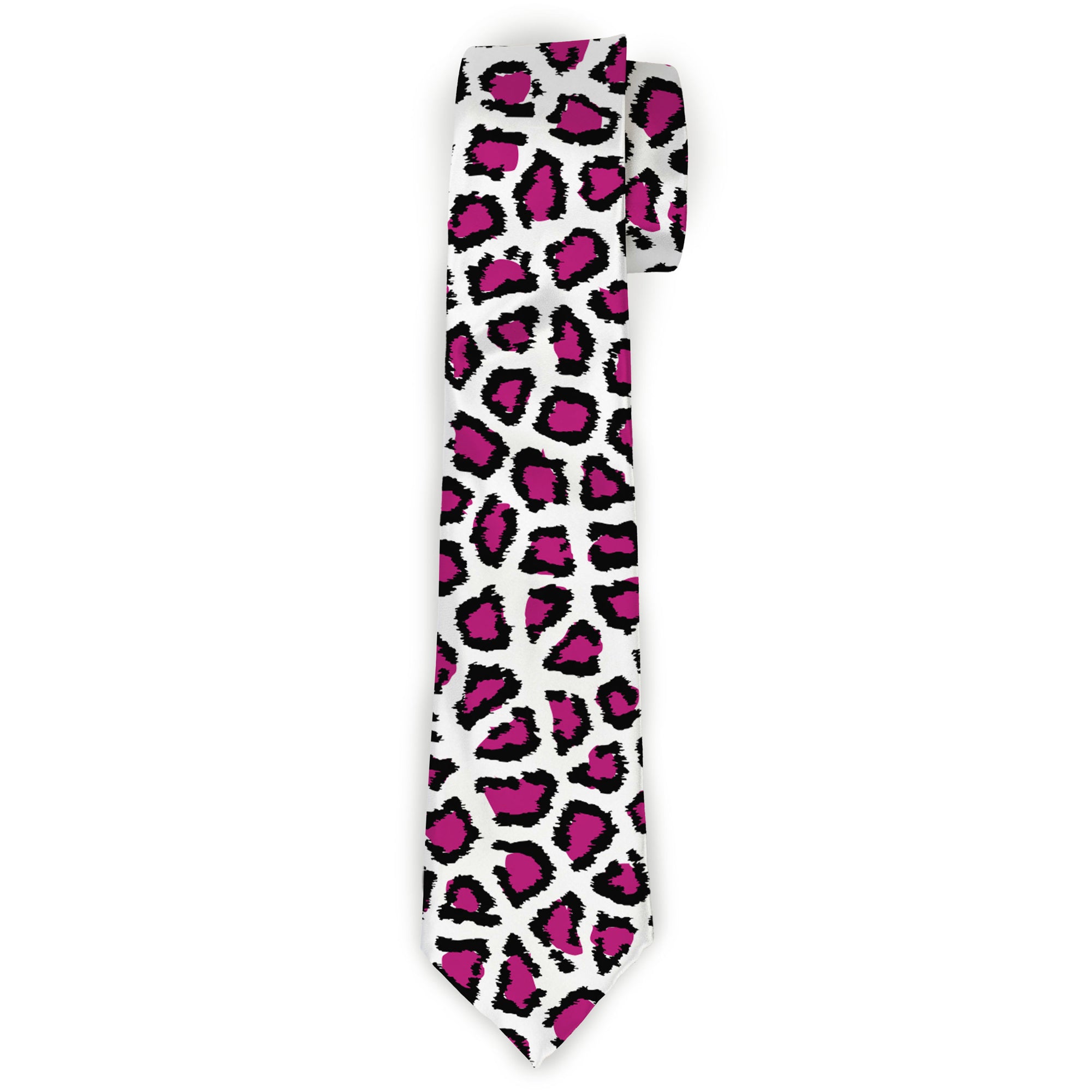 Buckle-Down Necktie - Leopard White/Fuchsia Neckties Buckle-Down
