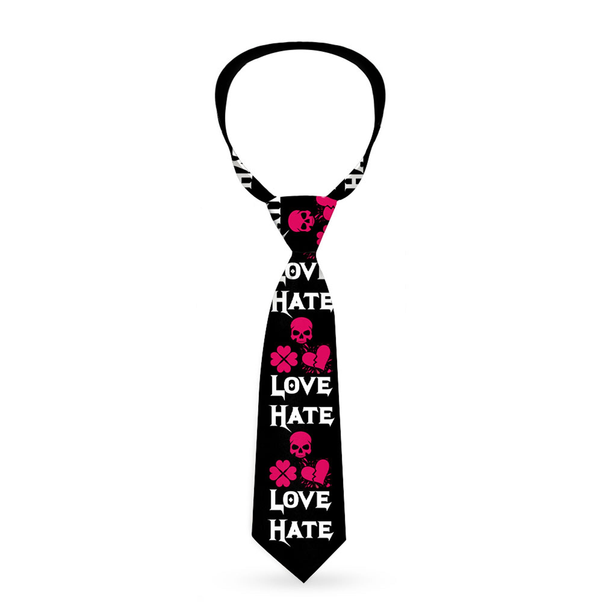 Buckle-Down Necktie - Love/Hate Black/White/Fuchsia Neckties Buckle-Down