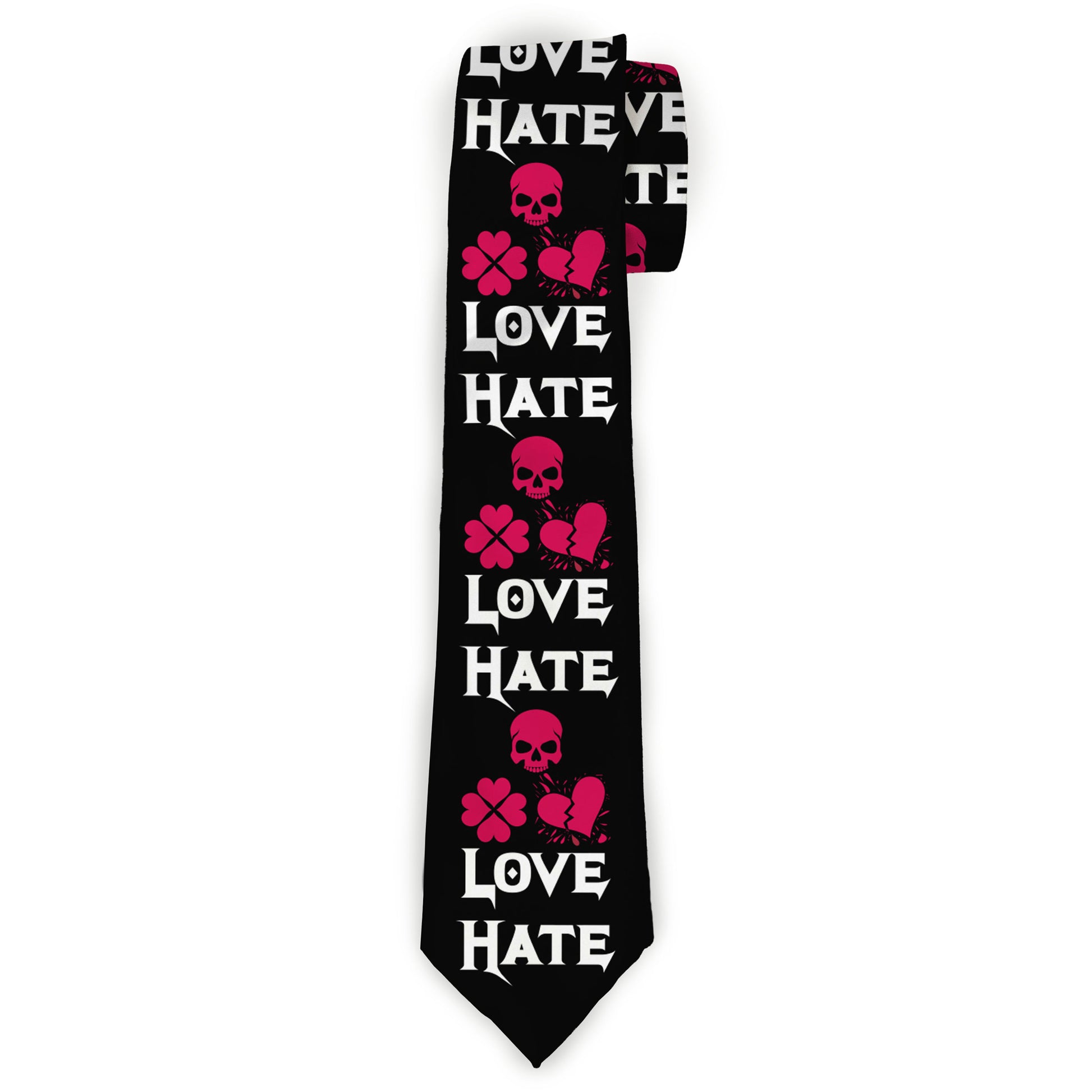 Buckle-Down Necktie - Love/Hate Black/White/Fuchsia Neckties Buckle-Down