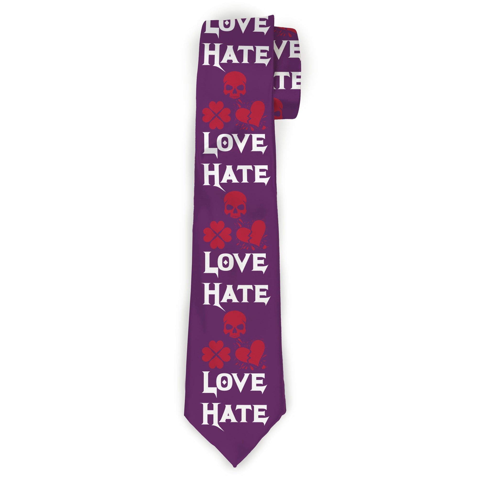 Buckle-Down Necktie - Love/Hate Purple/White/Fuchsia Neckties Buckle-Down
