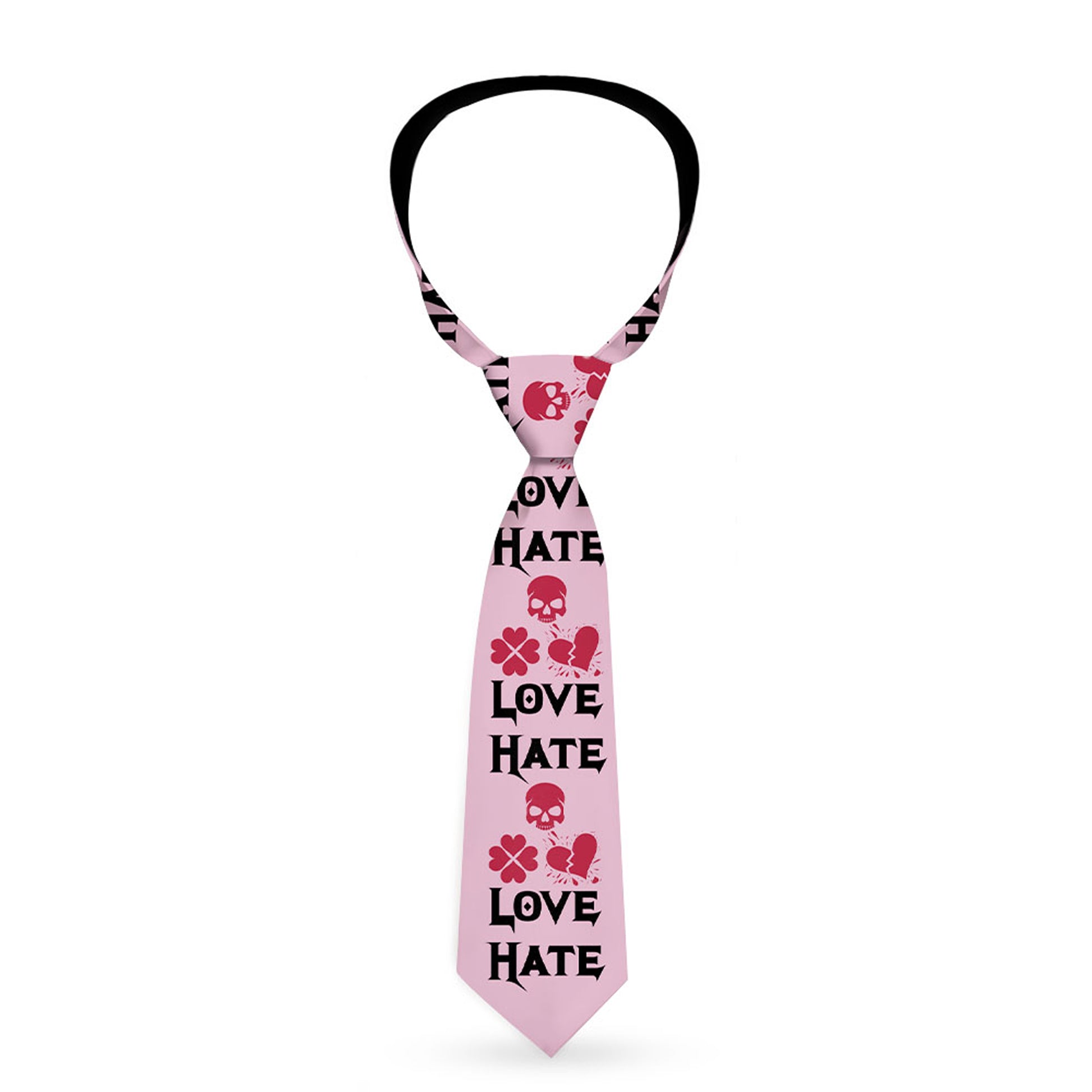 Buckle-Down Necktie - Love/Hate/Betrayal Pink/Black/Fuchsia Neckties Buckle-Down