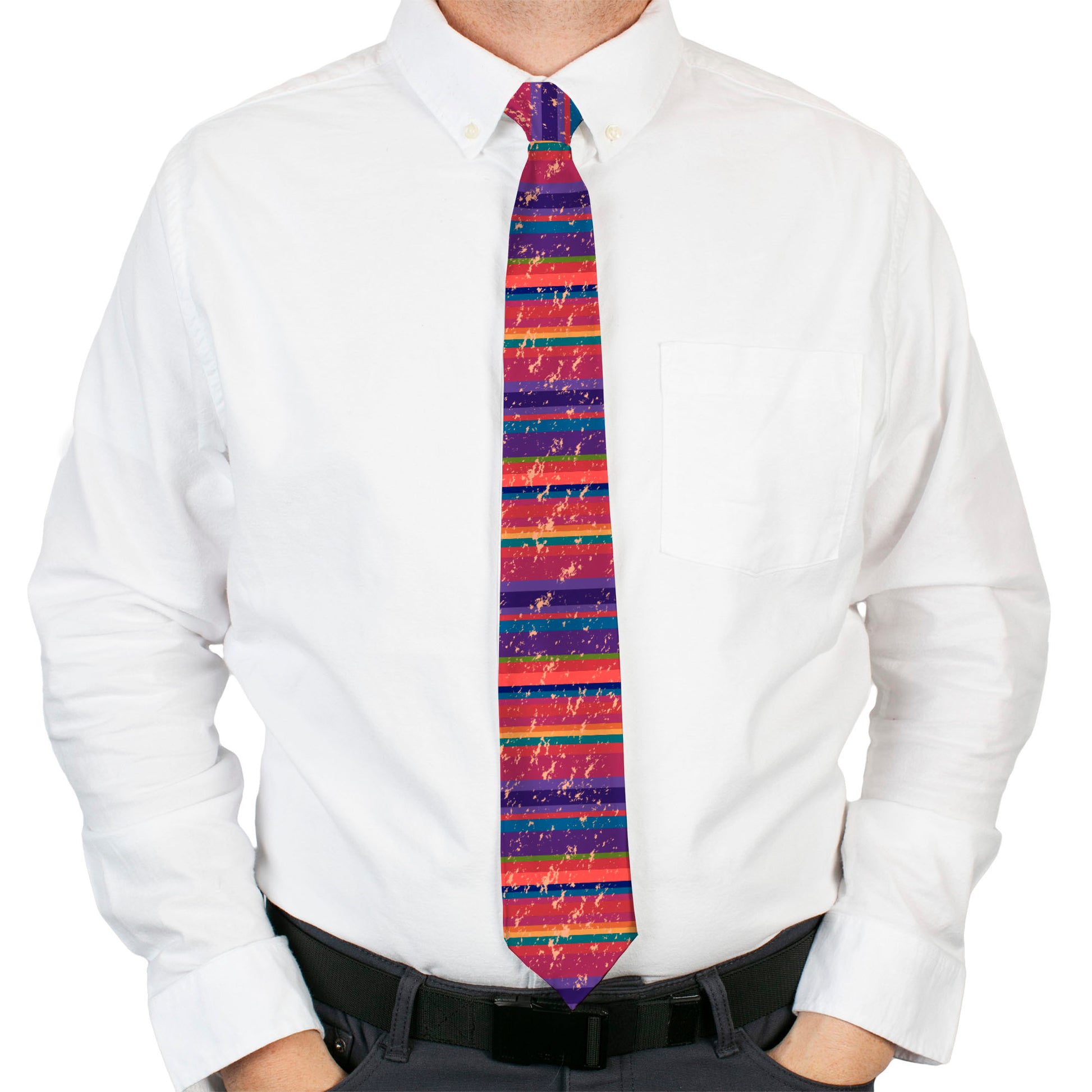 Buckle-Down Necktie - Lines Weathered Reds/Purples Neckties Buckle-Down