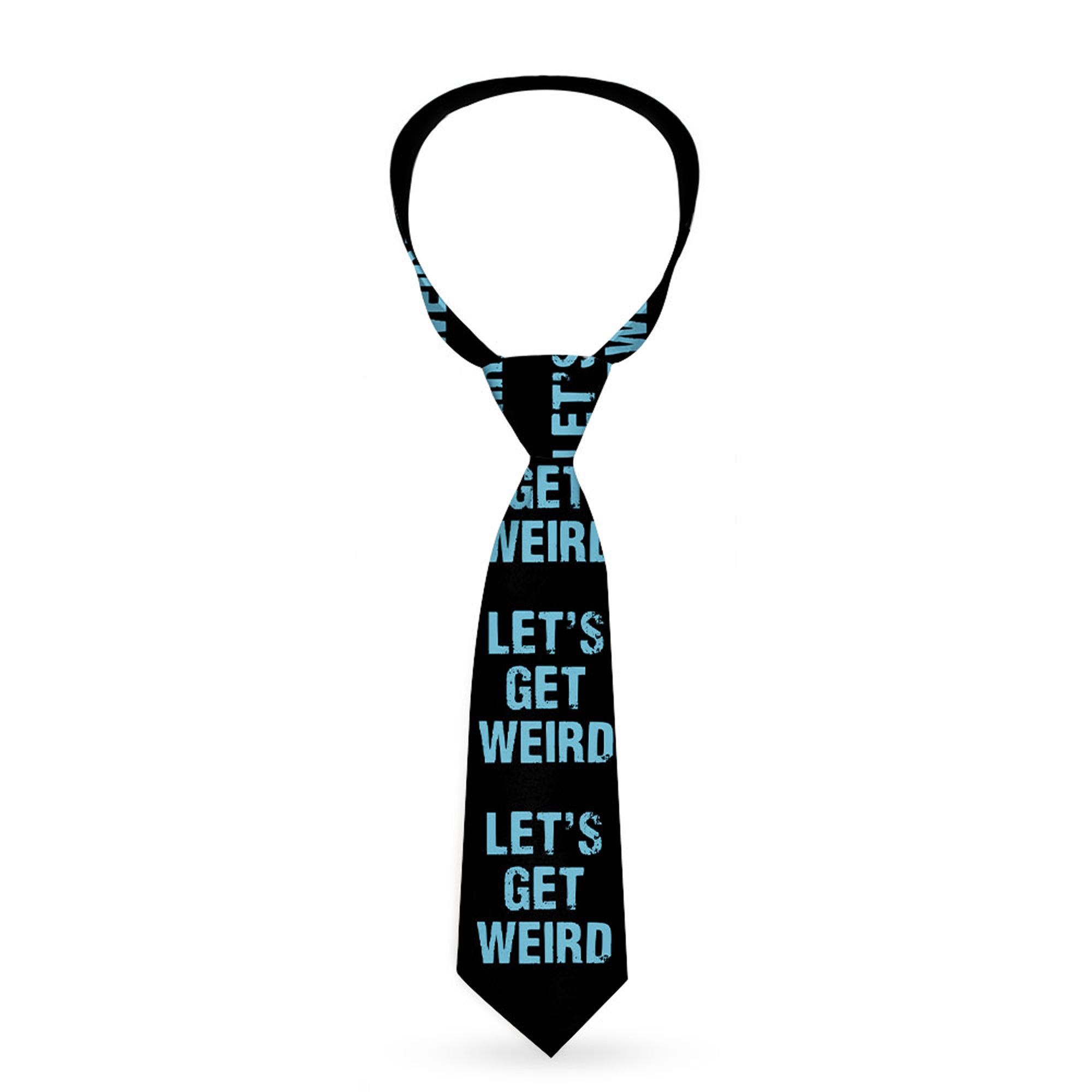 Buckle-Down Necktie - LET'S GET WEIRD Weathered Black/Bright Blue Neckties Buckle-Down