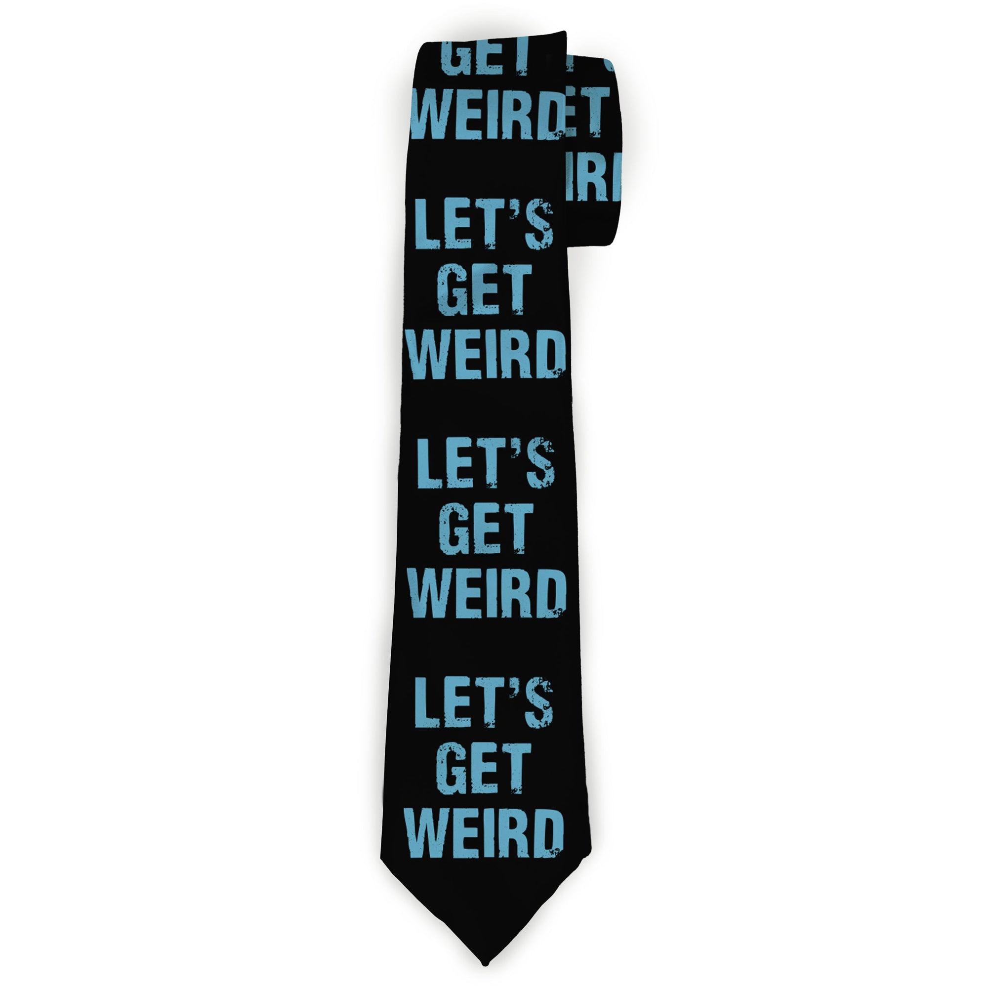 Buckle-Down Necktie - LET'S GET WEIRD Weathered Black/Bright Blue Neckties Buckle-Down