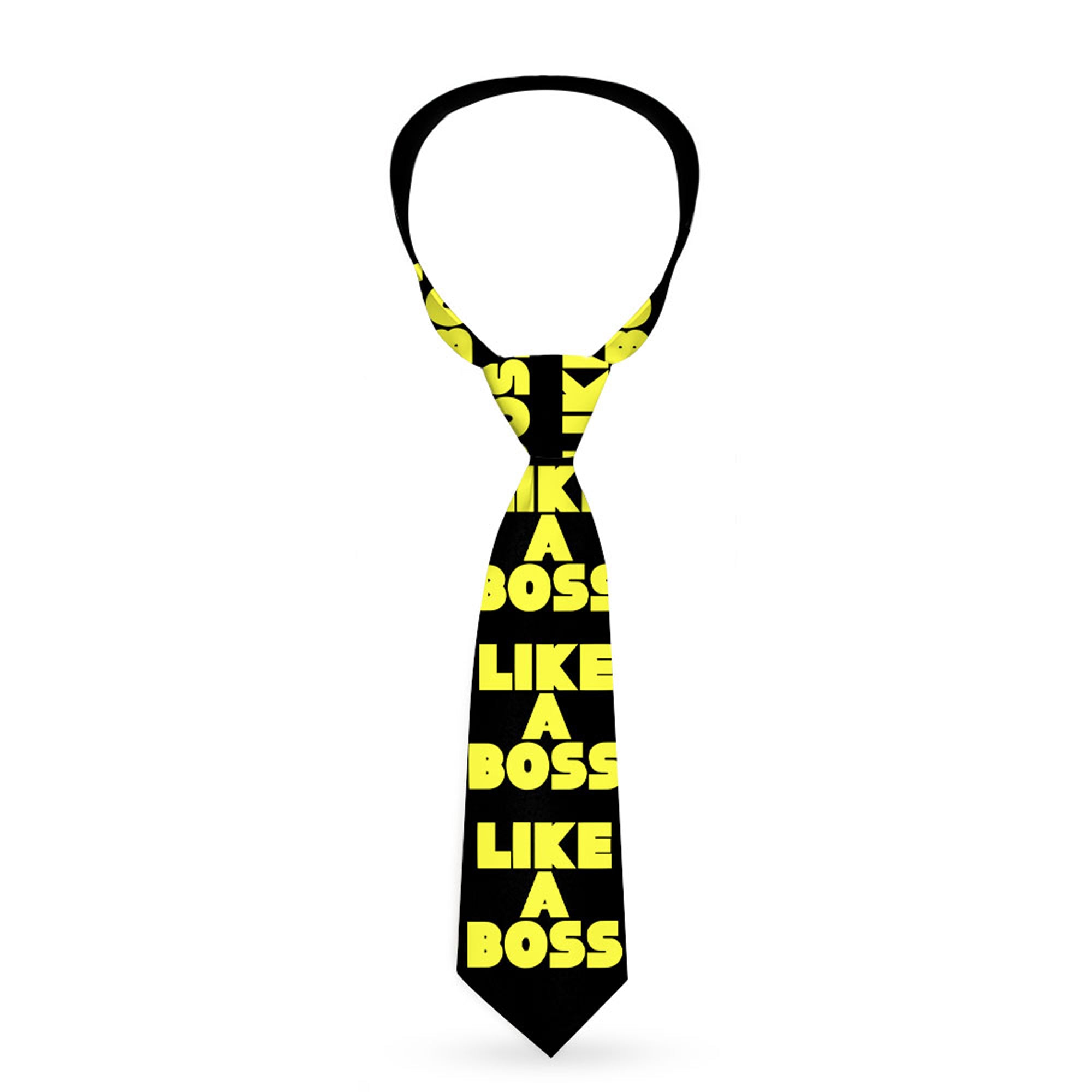 Buckle-Down Necktie - LIKE A BOSS Black/Yellow Neckties Buckle-Down
