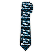 Buckle-Down Necktie - LIVING THE DREAM/Clouds Black/Blue/White Neckties Buckle-Down