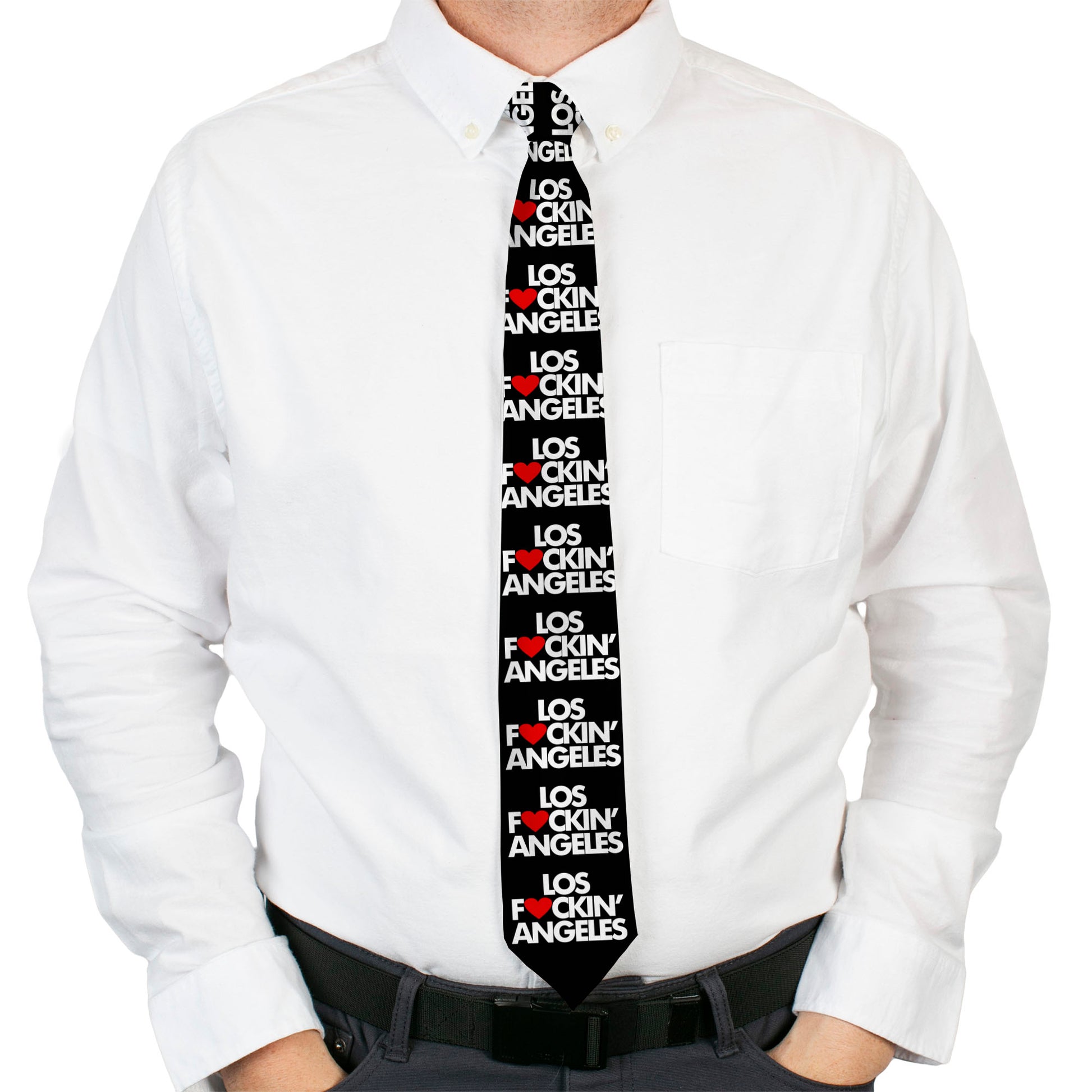 Buckle-Down Necktie - LOS F*CKIN' ANGELES Heart Black/White/Red Neckties Buckle-Down