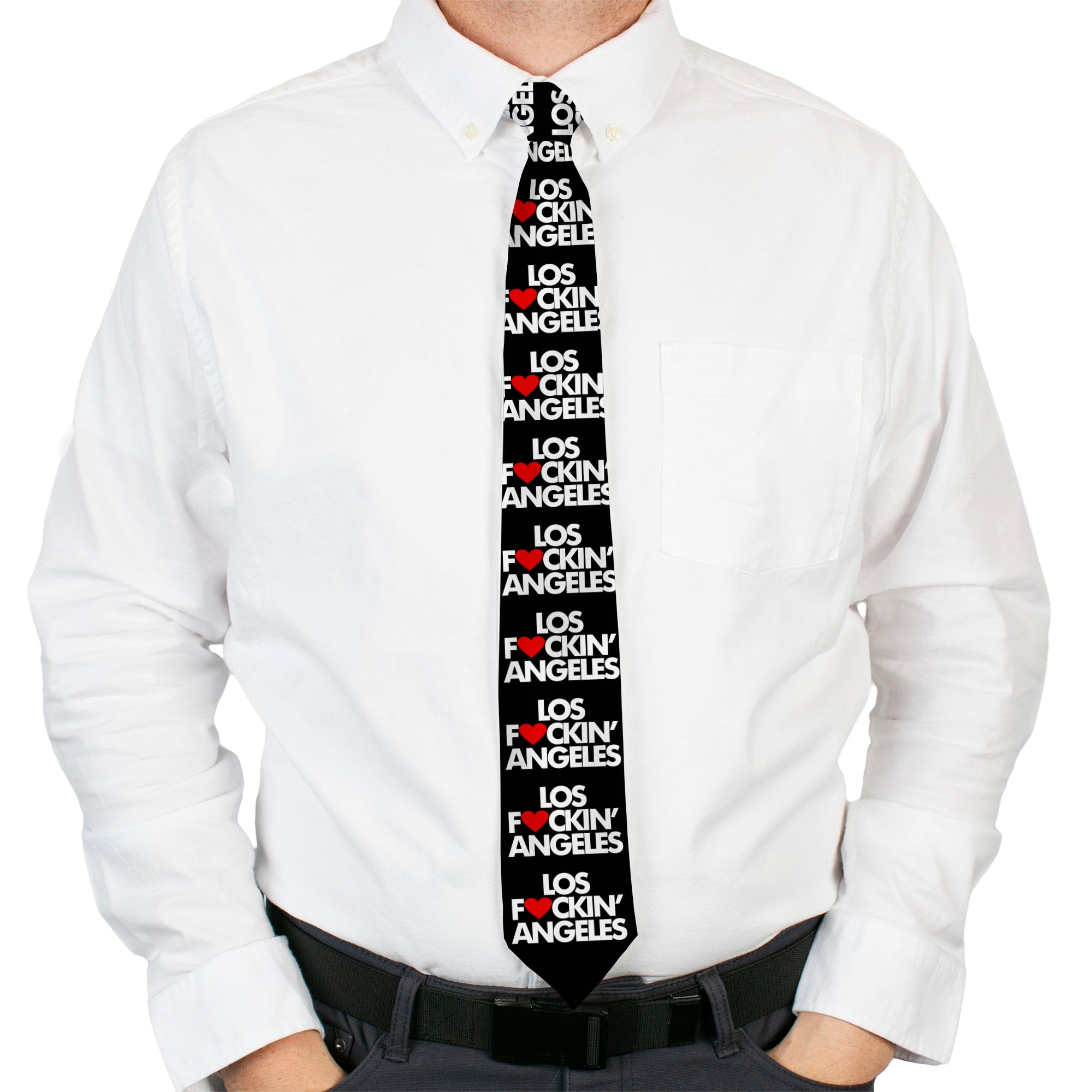 Buckle-Down Necktie - LOS F*CKIN' ANGELES Heart Black/White/Red Neckties Buckle-Down
