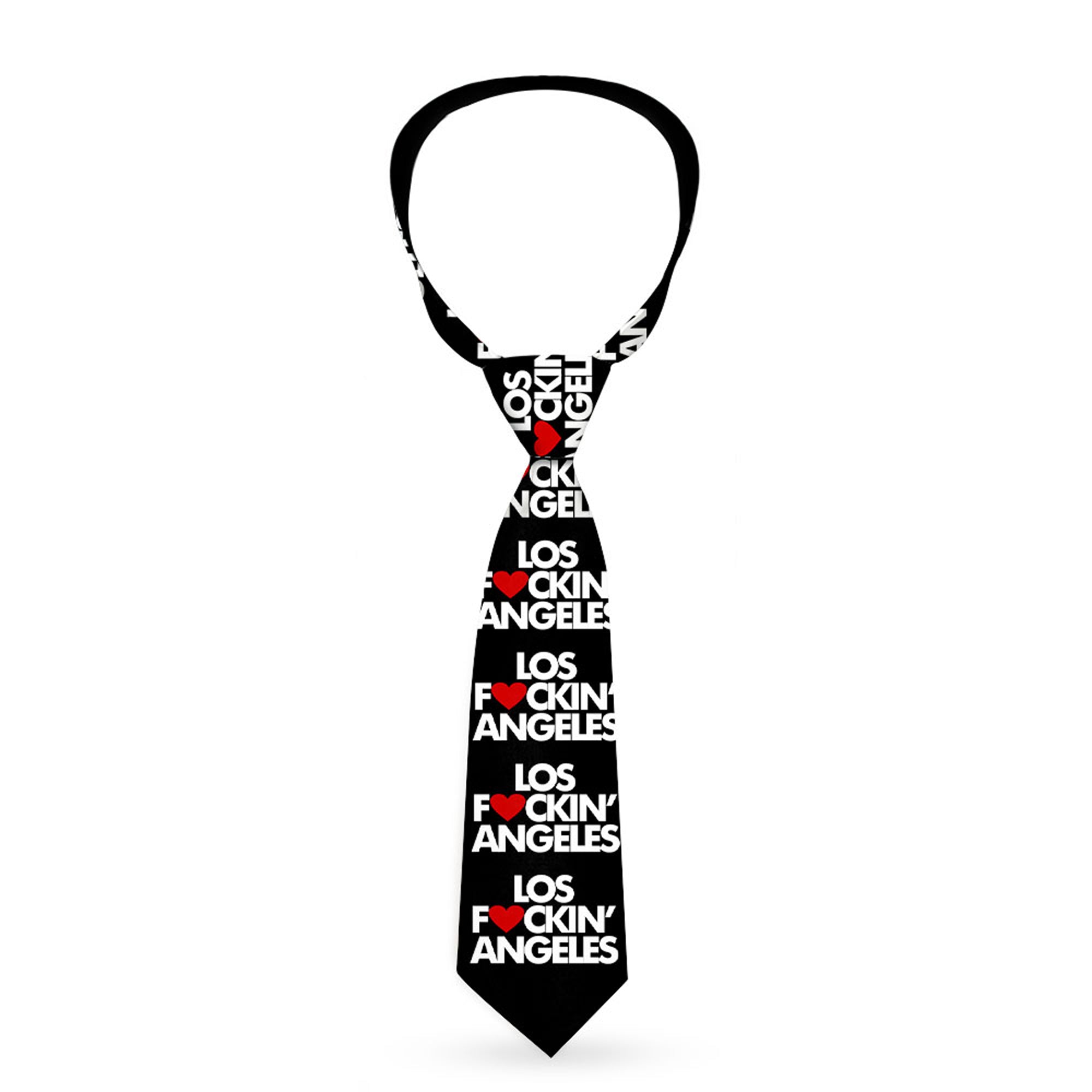 Buckle-Down Necktie - LOS F*CKIN' ANGELES Heart Black/White/Red Neckties Buckle-Down