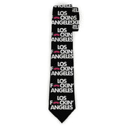 Buckle-Down Necktie - LOS F*CKIN' ANGELES Mustache Black/White/Pink Neckties Buckle-Down