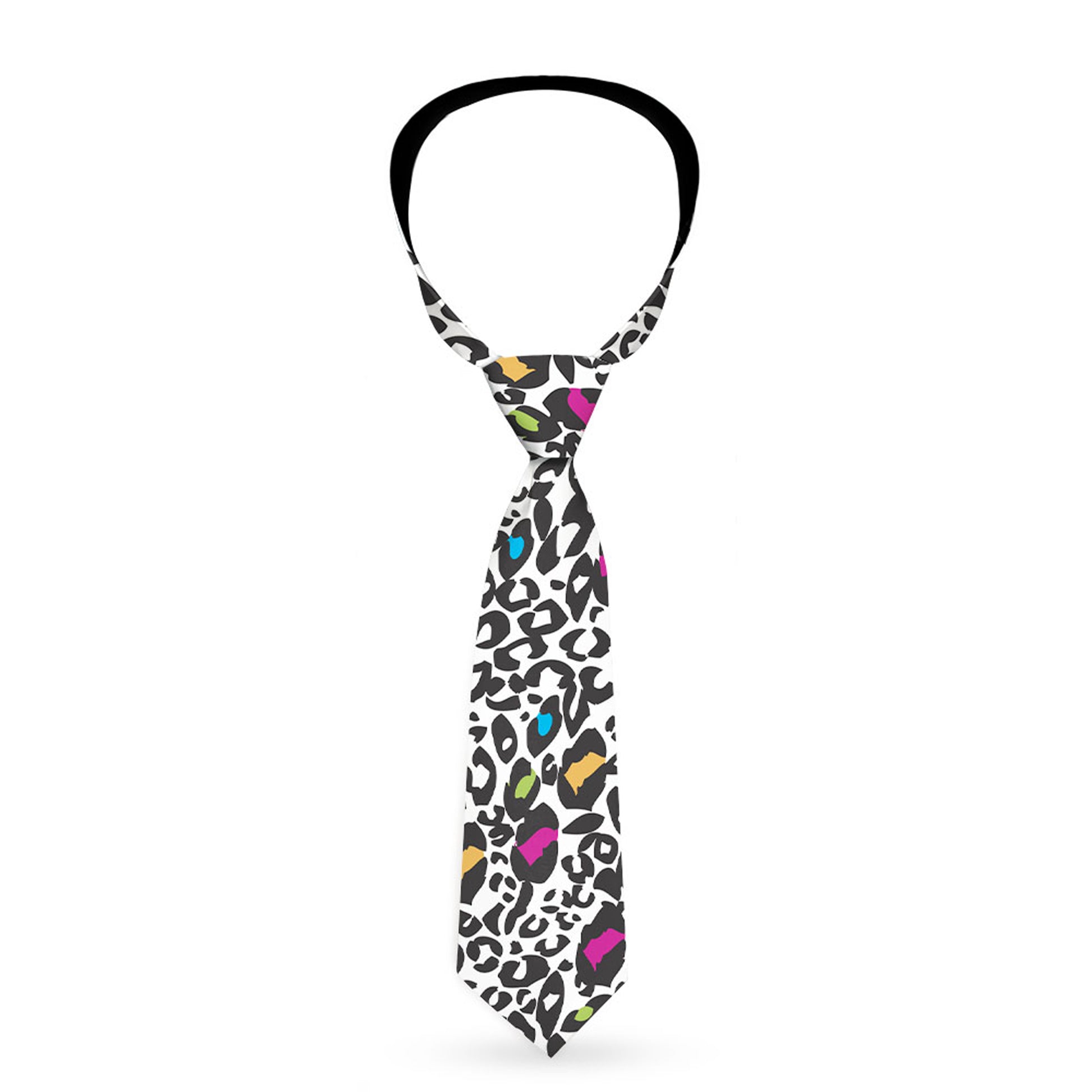 Buckle-Down Necktie - Leopard White/Black/Multi Color Neckties Buckle-Down