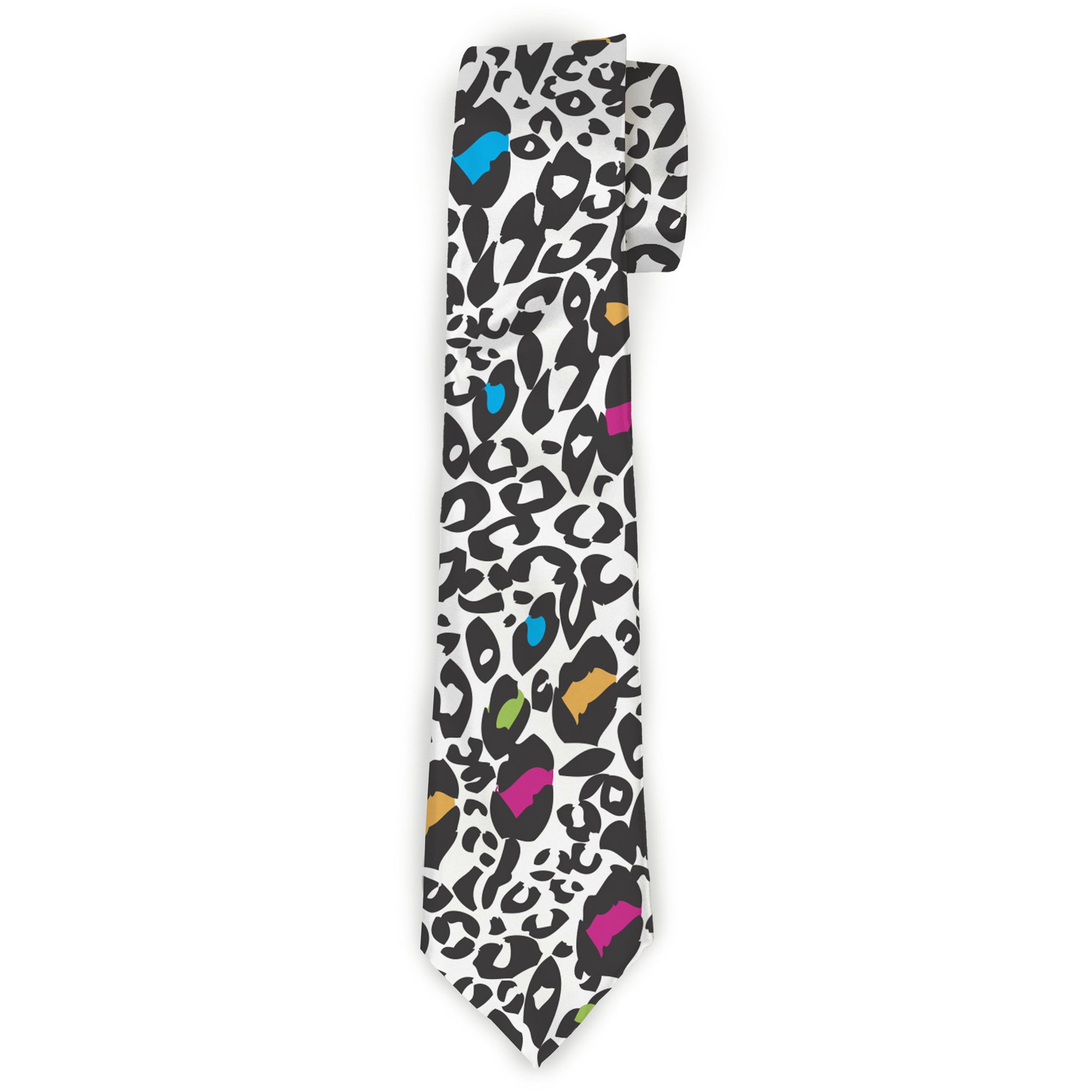 Buckle-Down Necktie - Leopard White/Black/Multi Color Neckties Buckle-Down