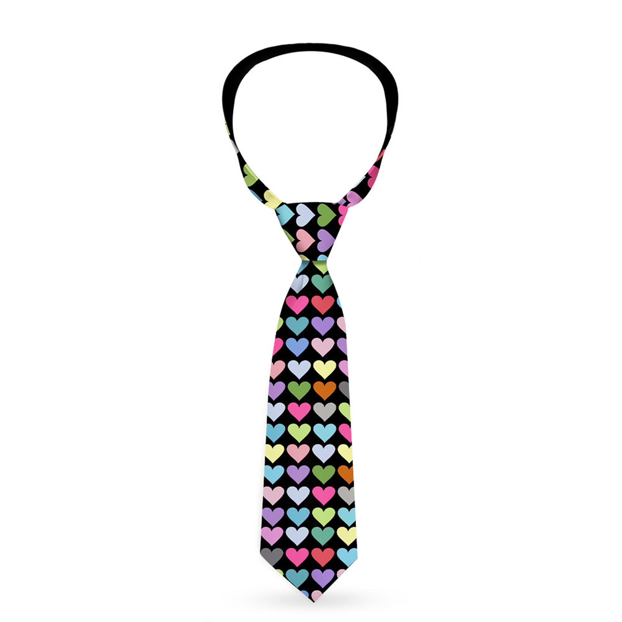 Buckle-Down Necktie - Mini Hearts Black/Multi Color Neckties Buckle-Down