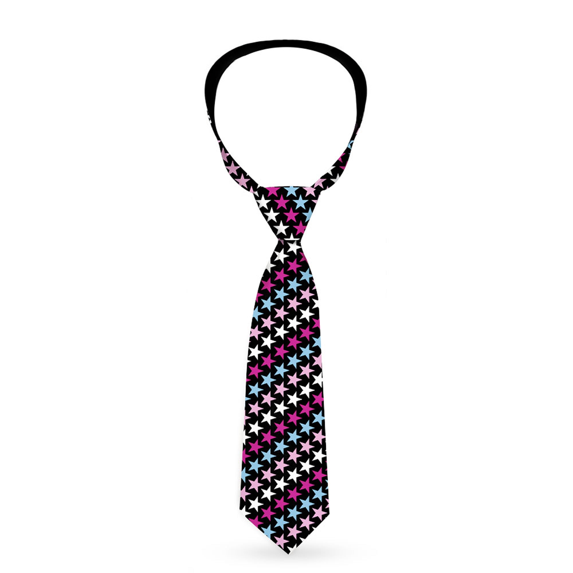 Buckle-Down Necktie - Mini Stars Black/Pink/Blue/White Neckties Buckle-Down