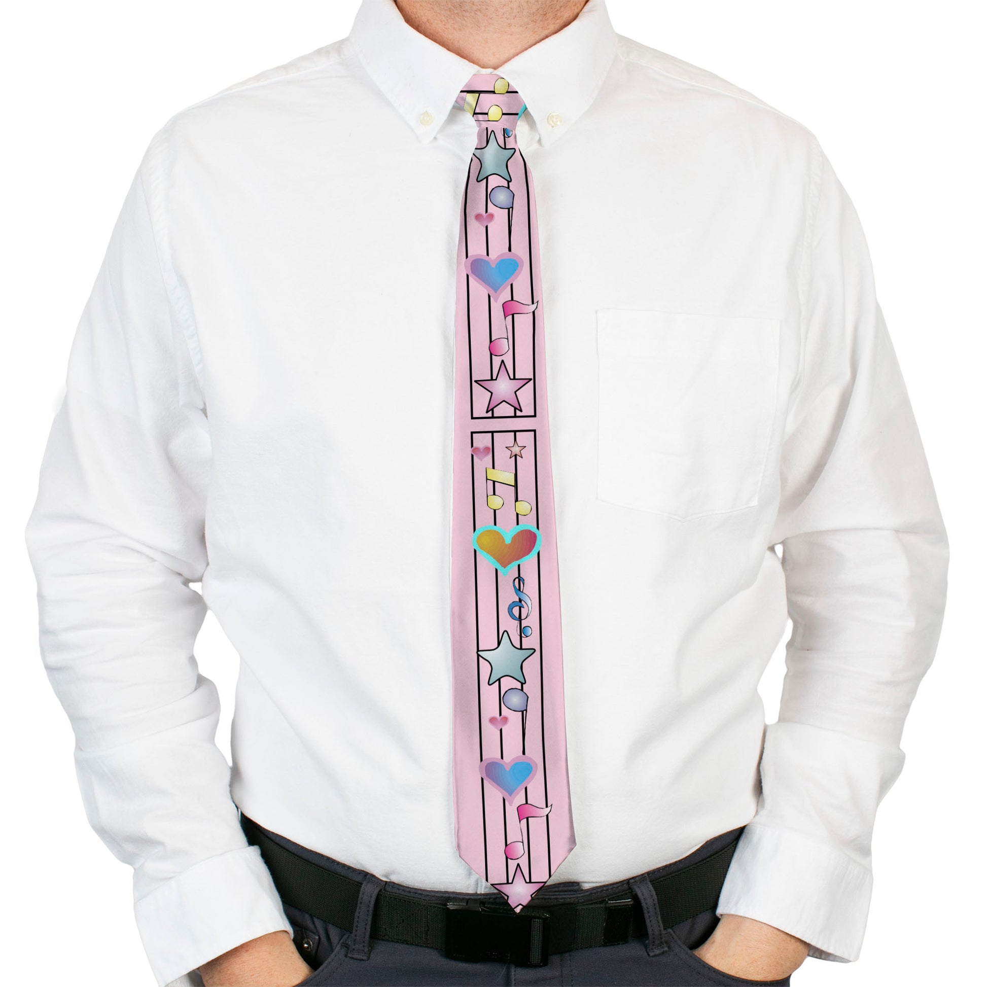 Buckle-Down Necktie - Music Notes Pink Neckties Buckle-Down