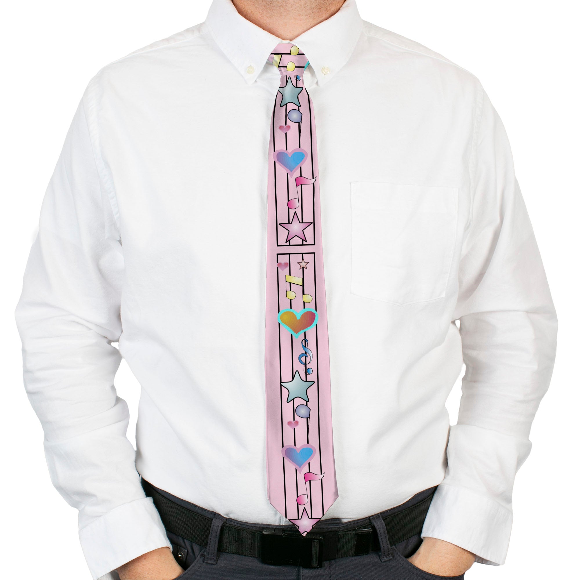Buckle-Down Necktie - Music Notes Pink Neckties Buckle-Down