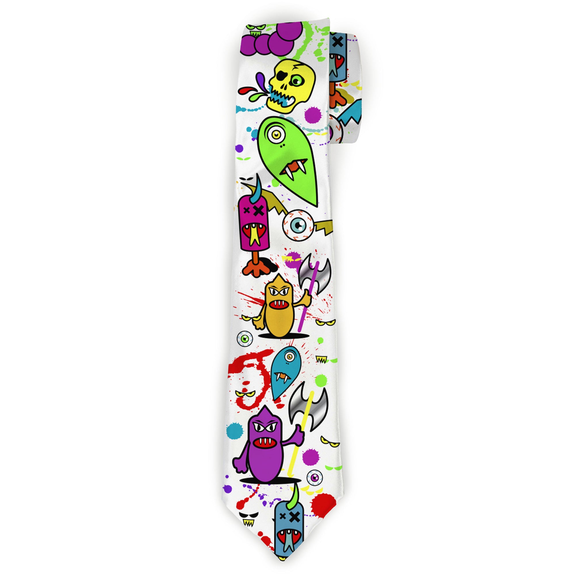 Buckle-Down Necktie - Monsters White Neckties Buckle-Down