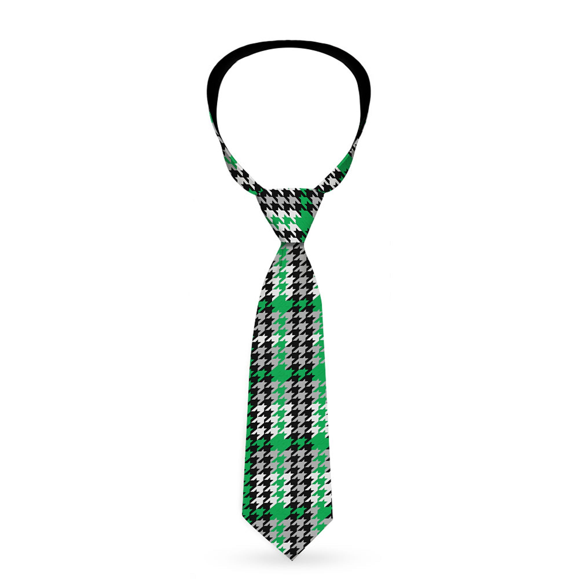Buckle-Down Necktie - Mini Houndstooth Green/Black/Gray Neckties Buckle-Down