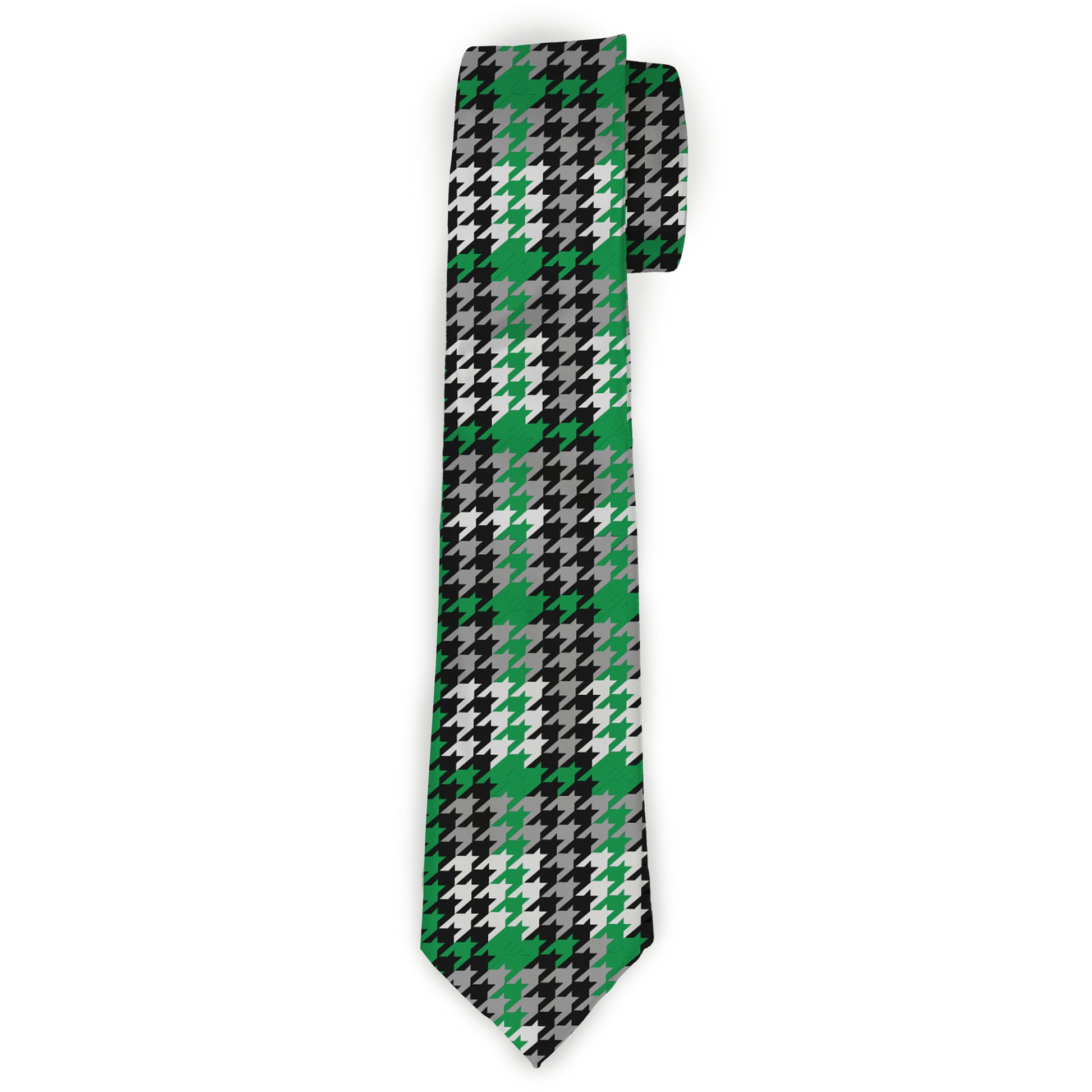 Buckle-Down Necktie - Mini Houndstooth Green/Black/Gray Neckties Buckle-Down