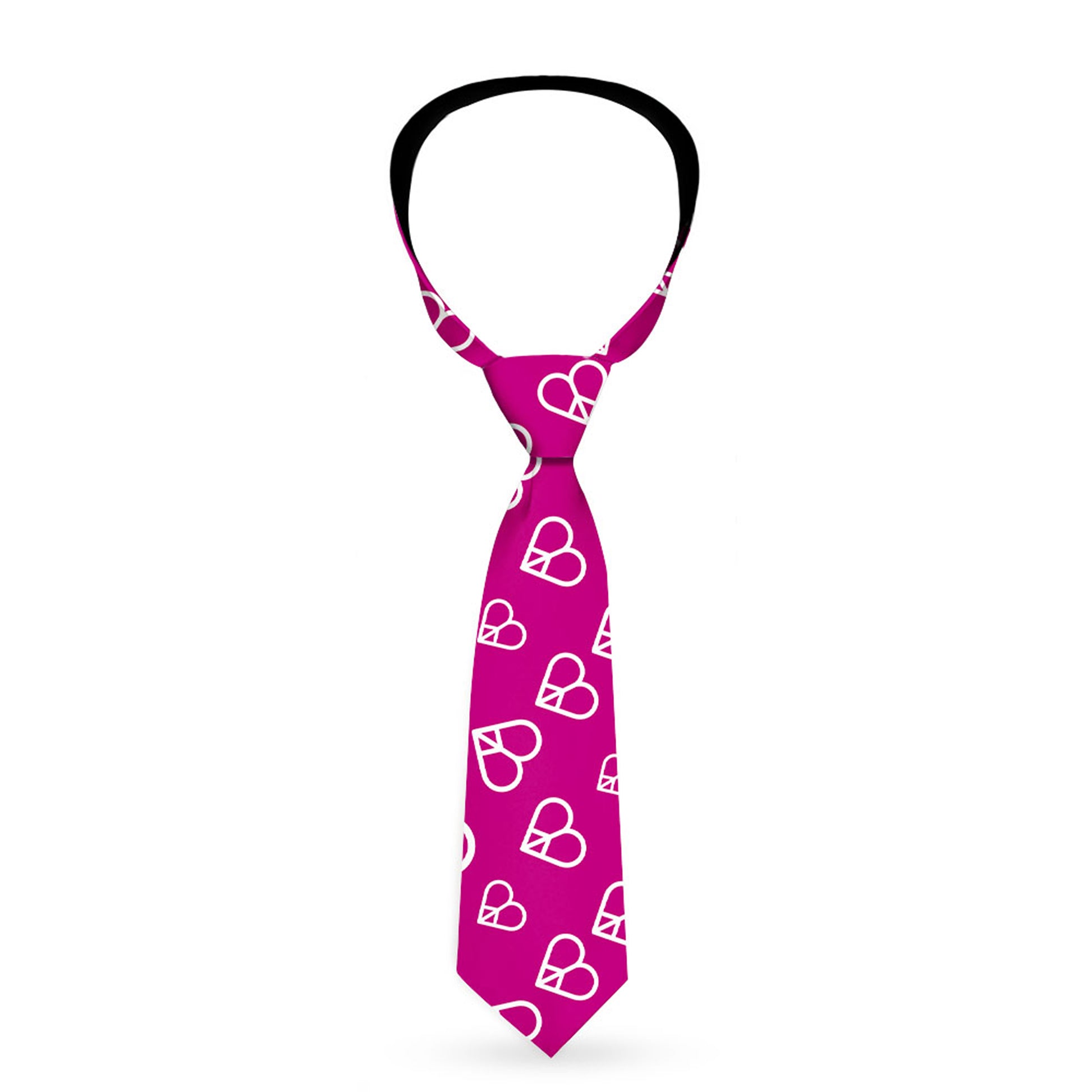 Buckle-Down Necktie - Mini Peace Hearts Fuchsia/White Neckties Buckle-Down