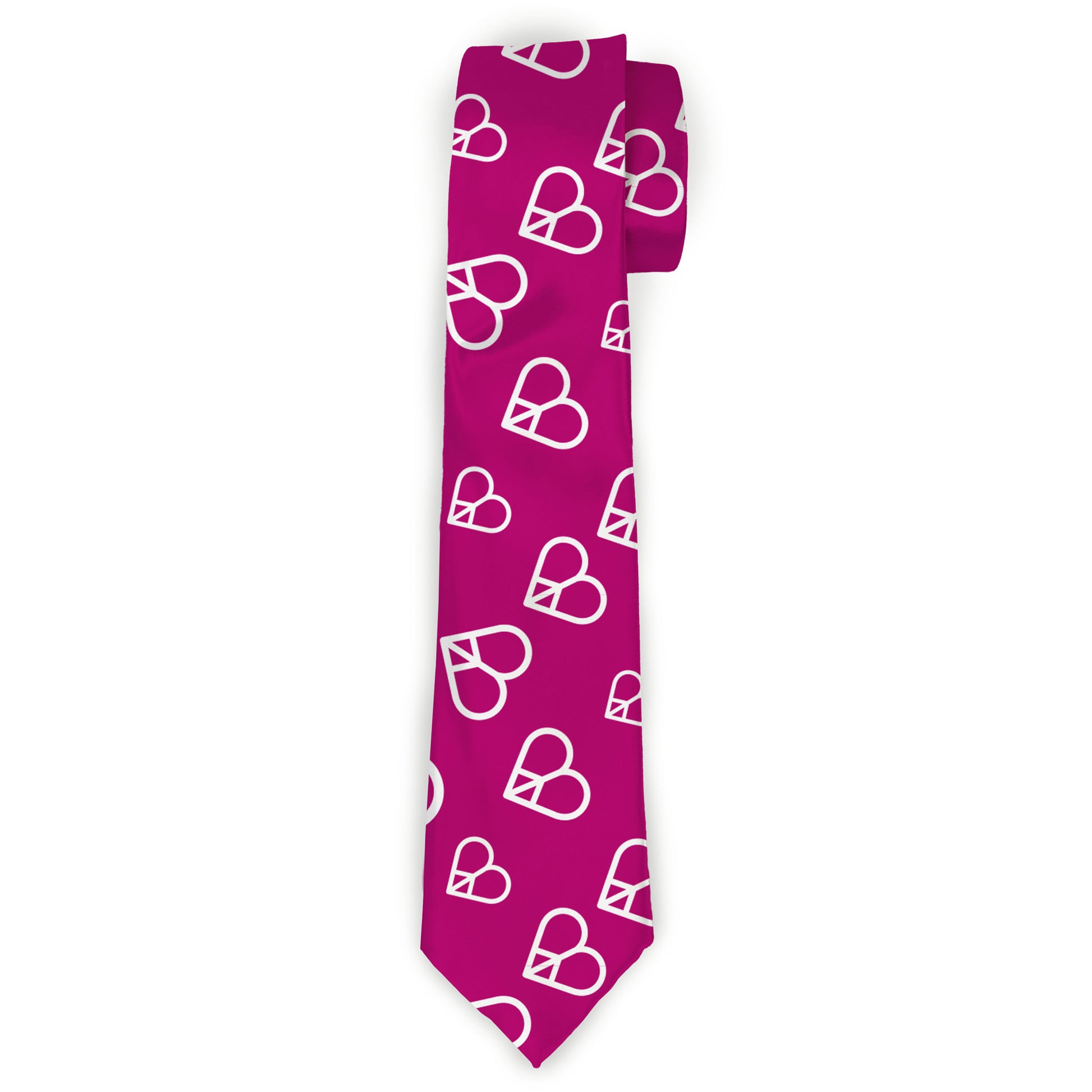 Buckle-Down Necktie - Mini Peace Hearts Fuchsia/White Neckties Buckle-Down