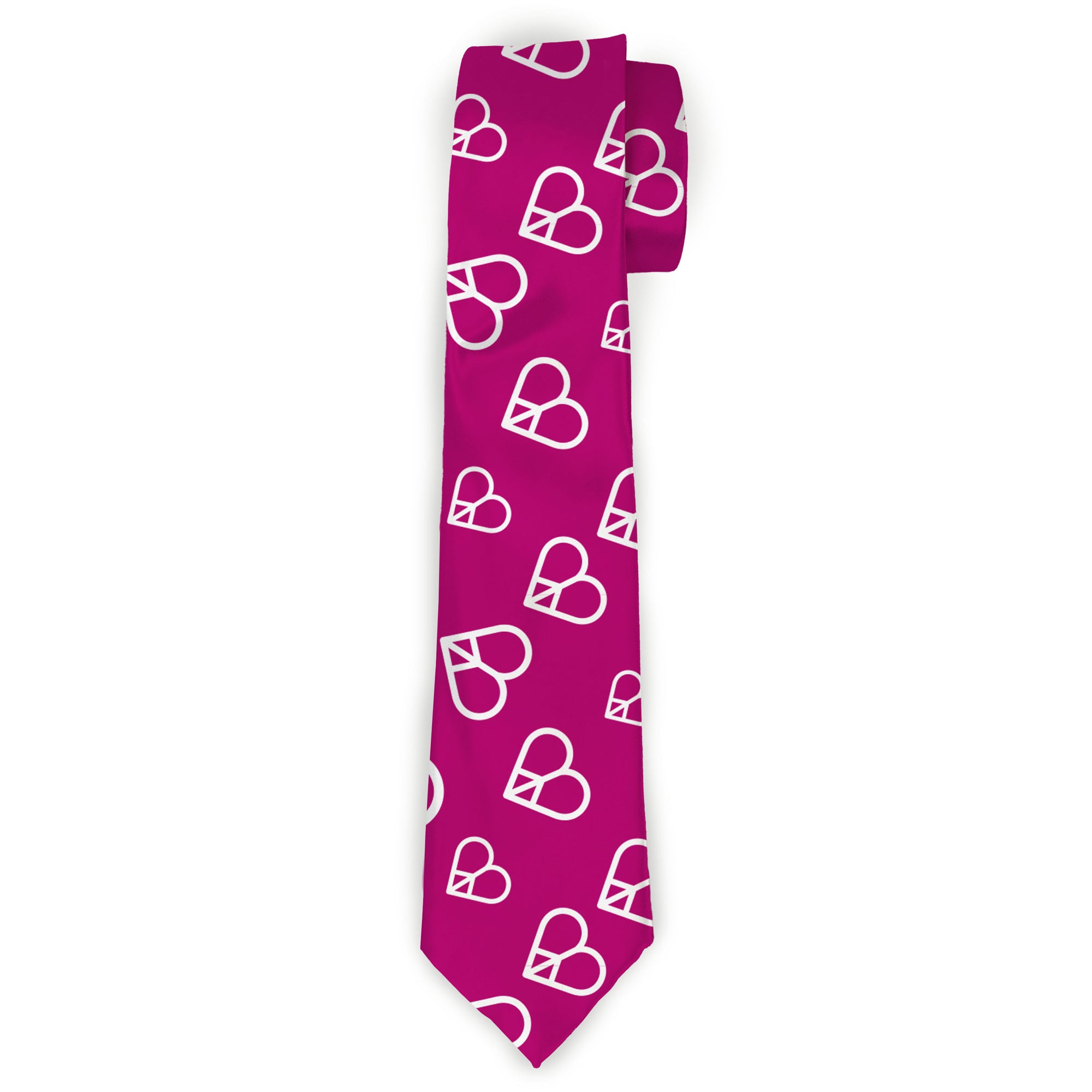 Buckle-Down Necktie - Mini Peace Hearts Fuchsia/White Neckties Buckle-Down