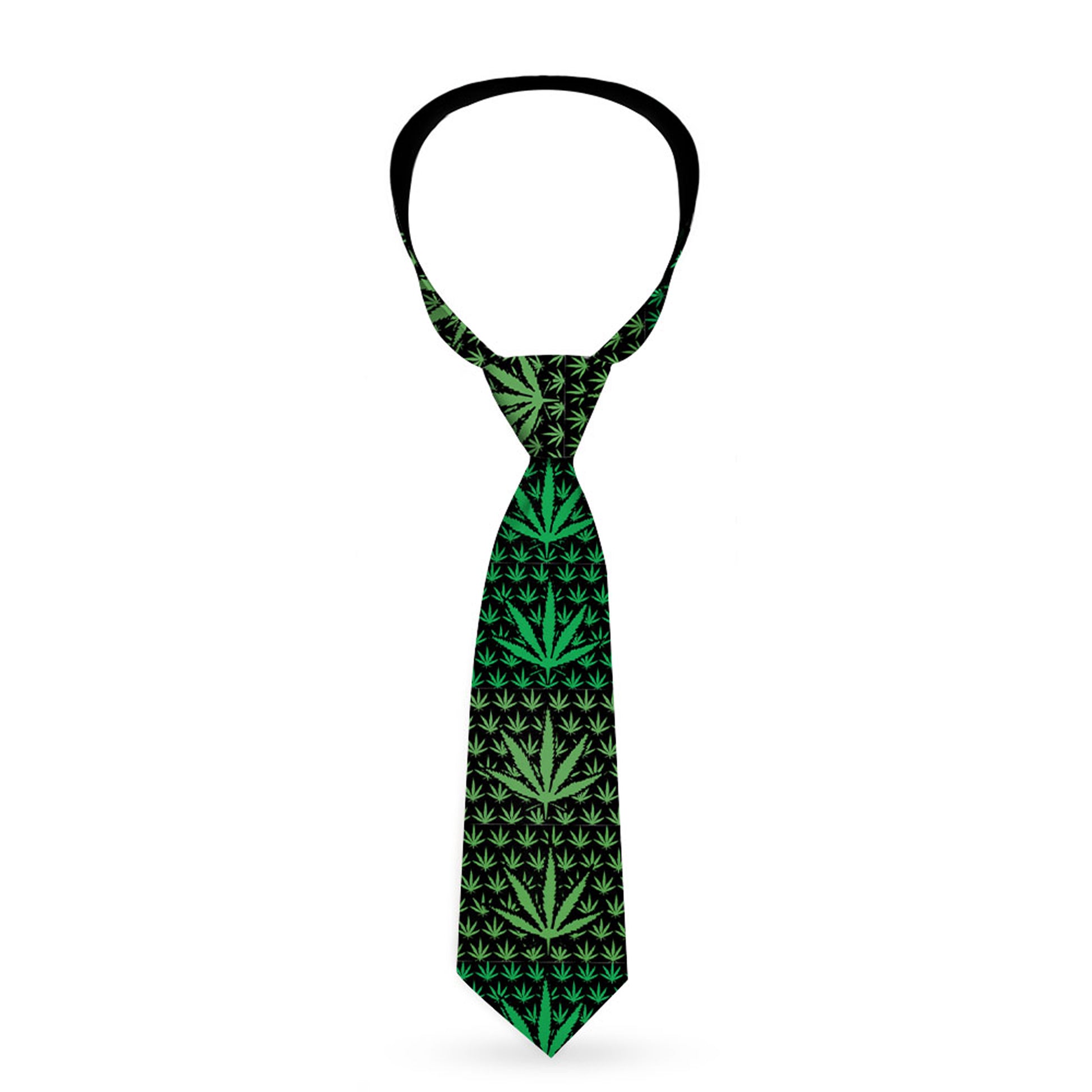 Buckle-Down Necktie - Marijuana Garden Black/Green Neckties Buckle-Down