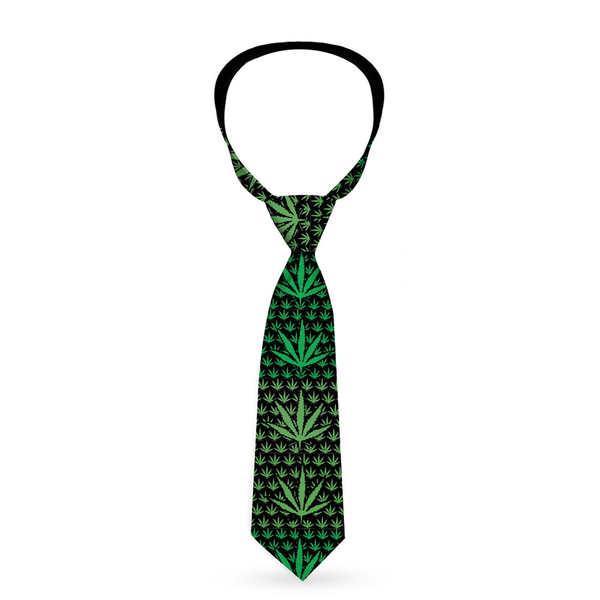 Buckle-Down Necktie - Marijuana Garden Black/Green Neckties Buckle-Down