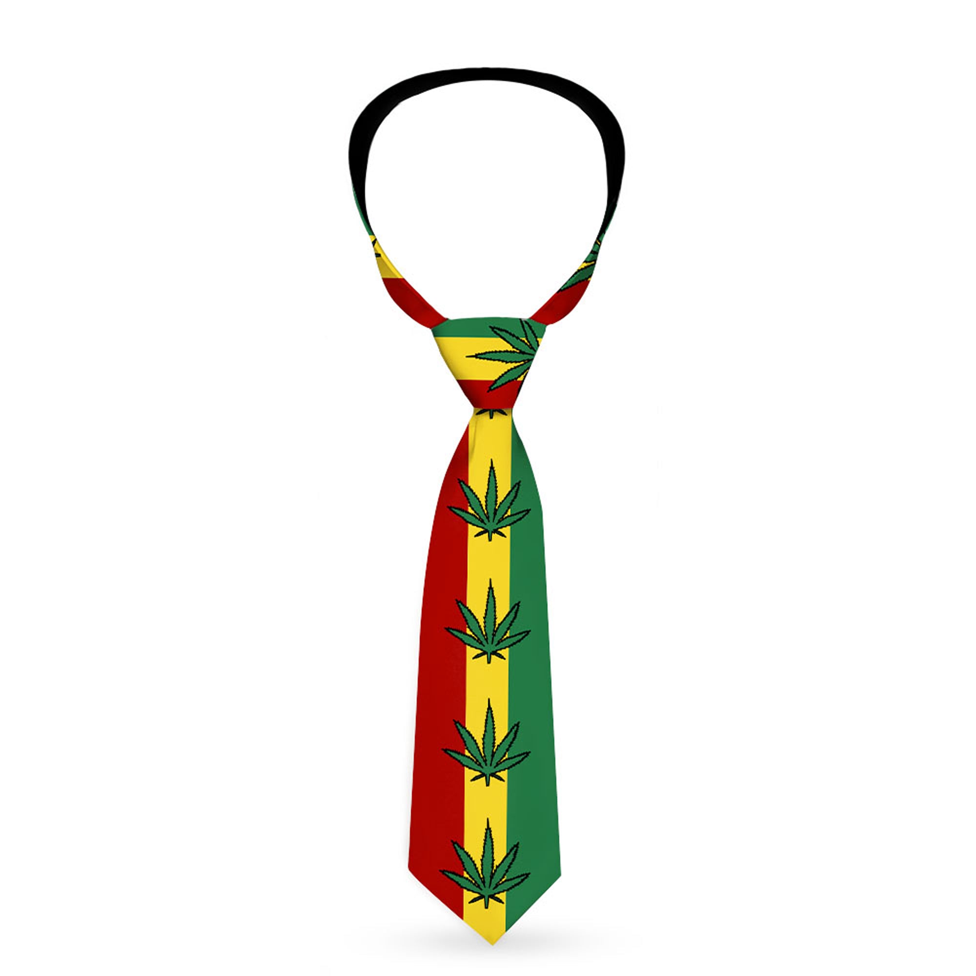 Buckle-Down Necktie - Marijuana Leaf Repeat Rasta Neckties Buckle-Down