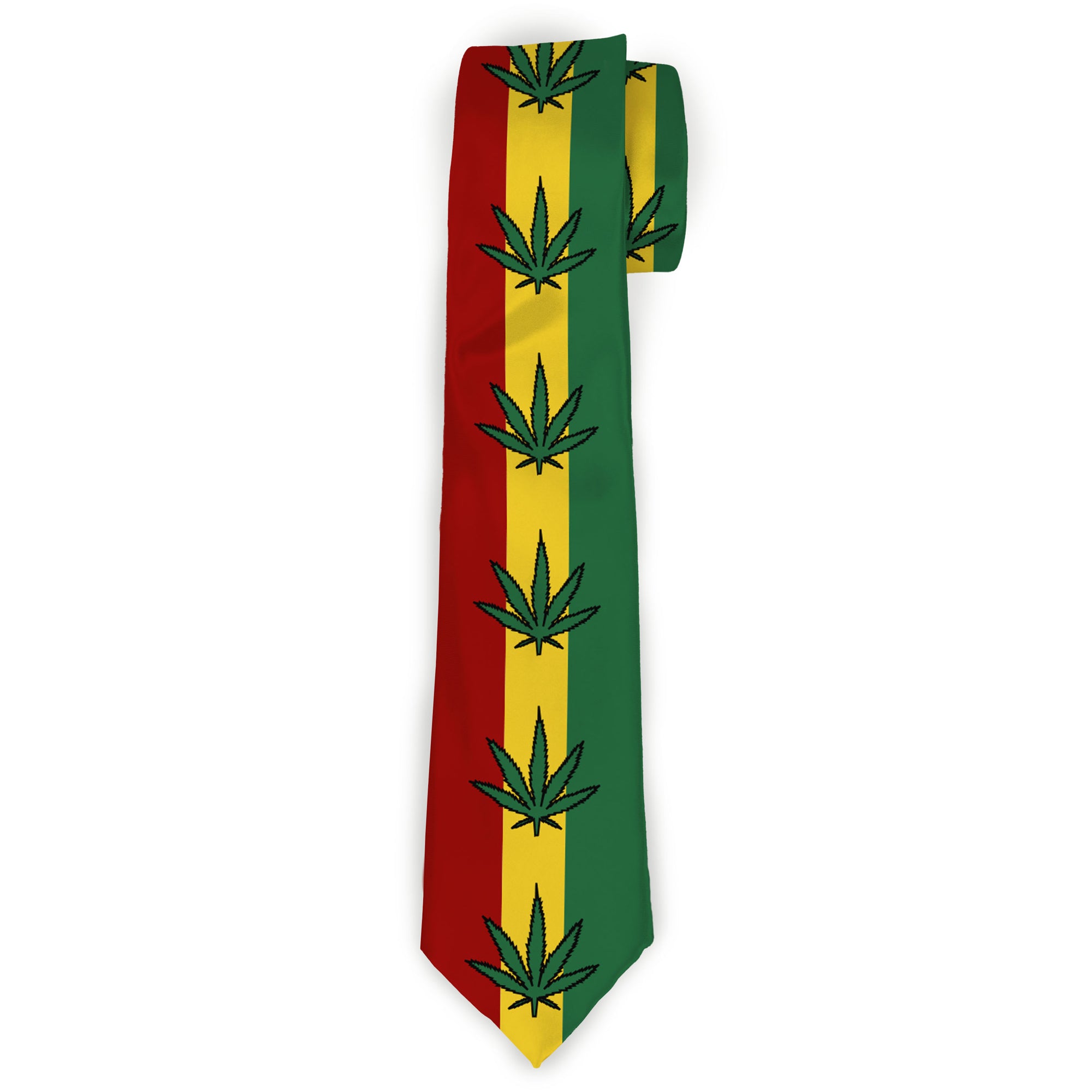 Buckle-Down Necktie - Marijuana Leaf Repeat Rasta Neckties Buckle-Down