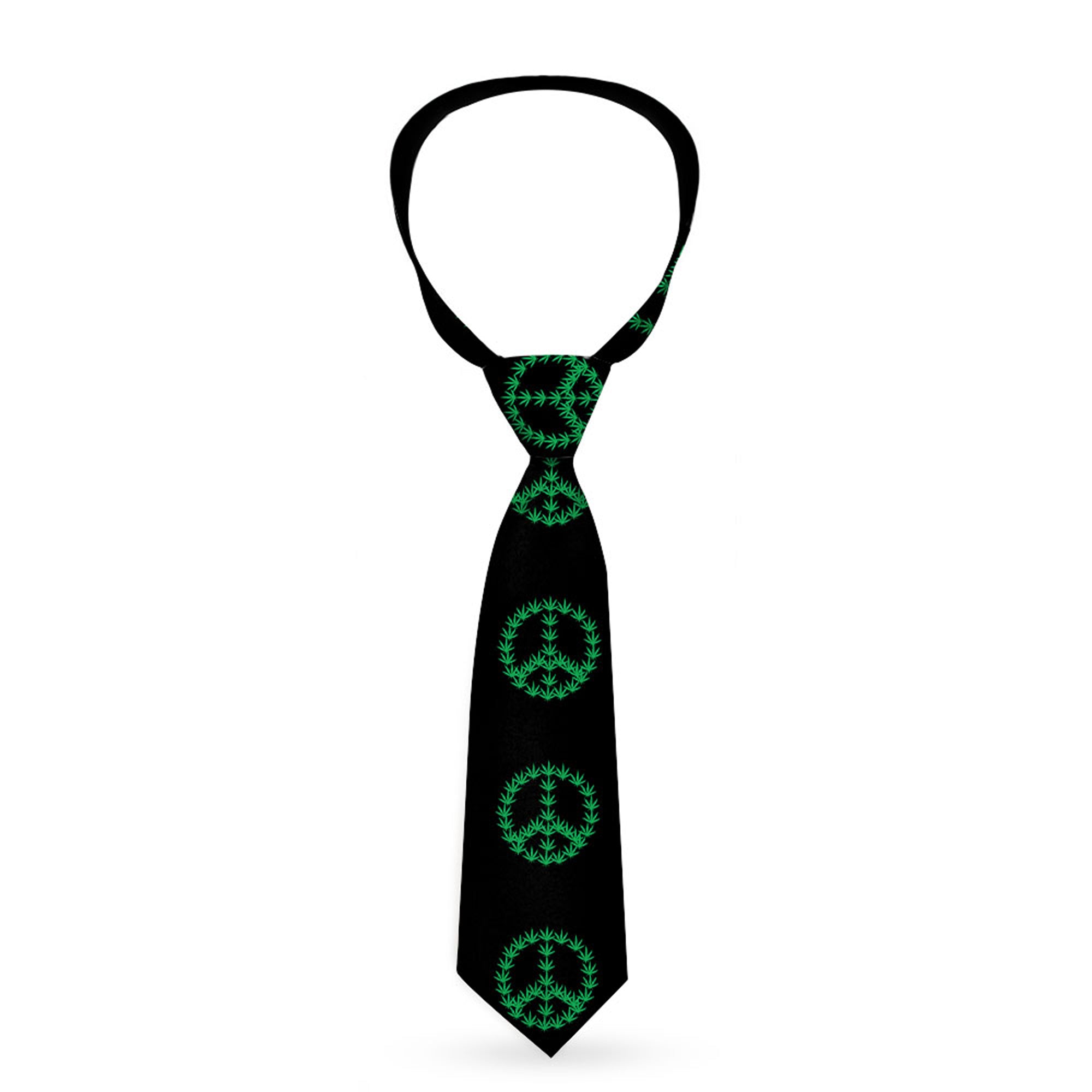 Buckle-Down Necktie - Marijuana Peace Repeat Black/Green Neckties Buckle-Down
