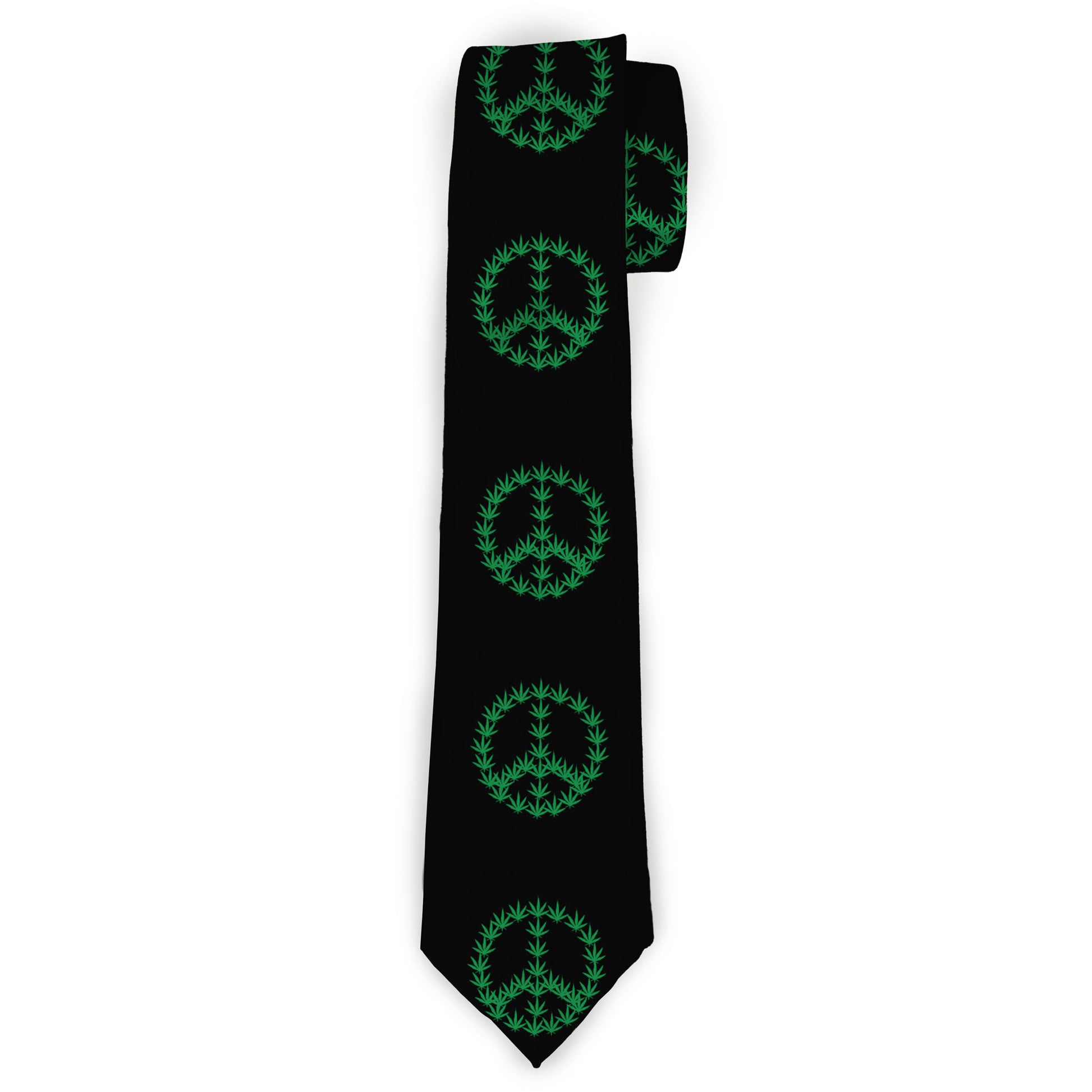 Buckle-Down Necktie - Marijuana Peace Repeat Black/Green Neckties Buckle-Down