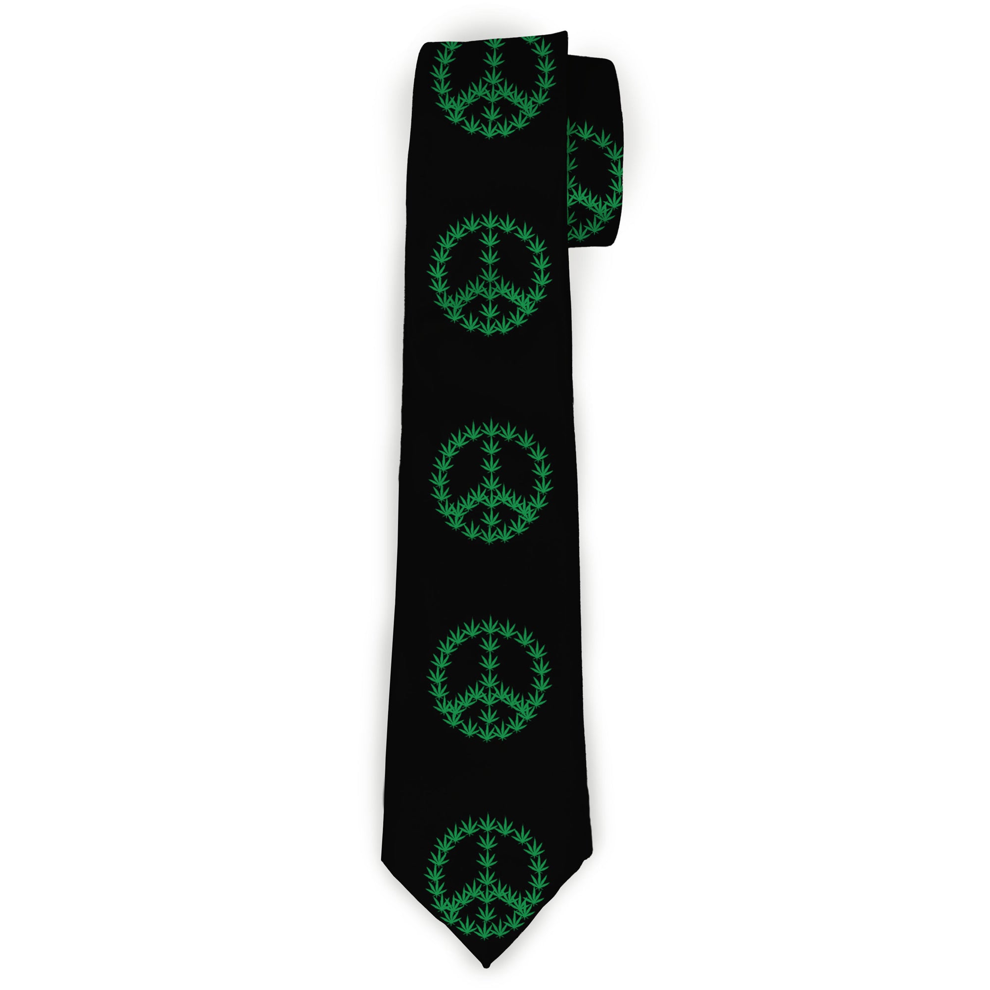 Buckle-Down Necktie - Marijuana Peace Repeat Black/Green Neckties Buckle-Down