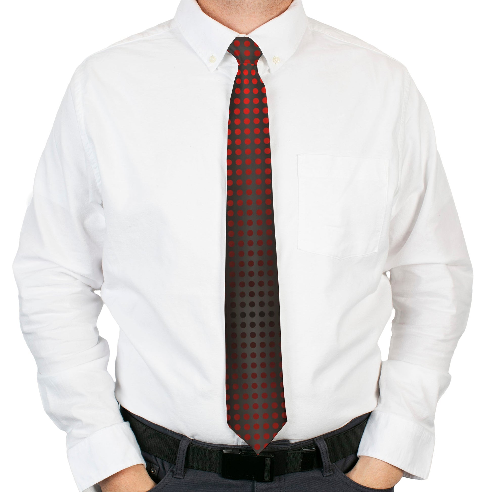 Necktie Standard - Micro Polka Dots Transitions Black/Red Neckties Buckle-Down