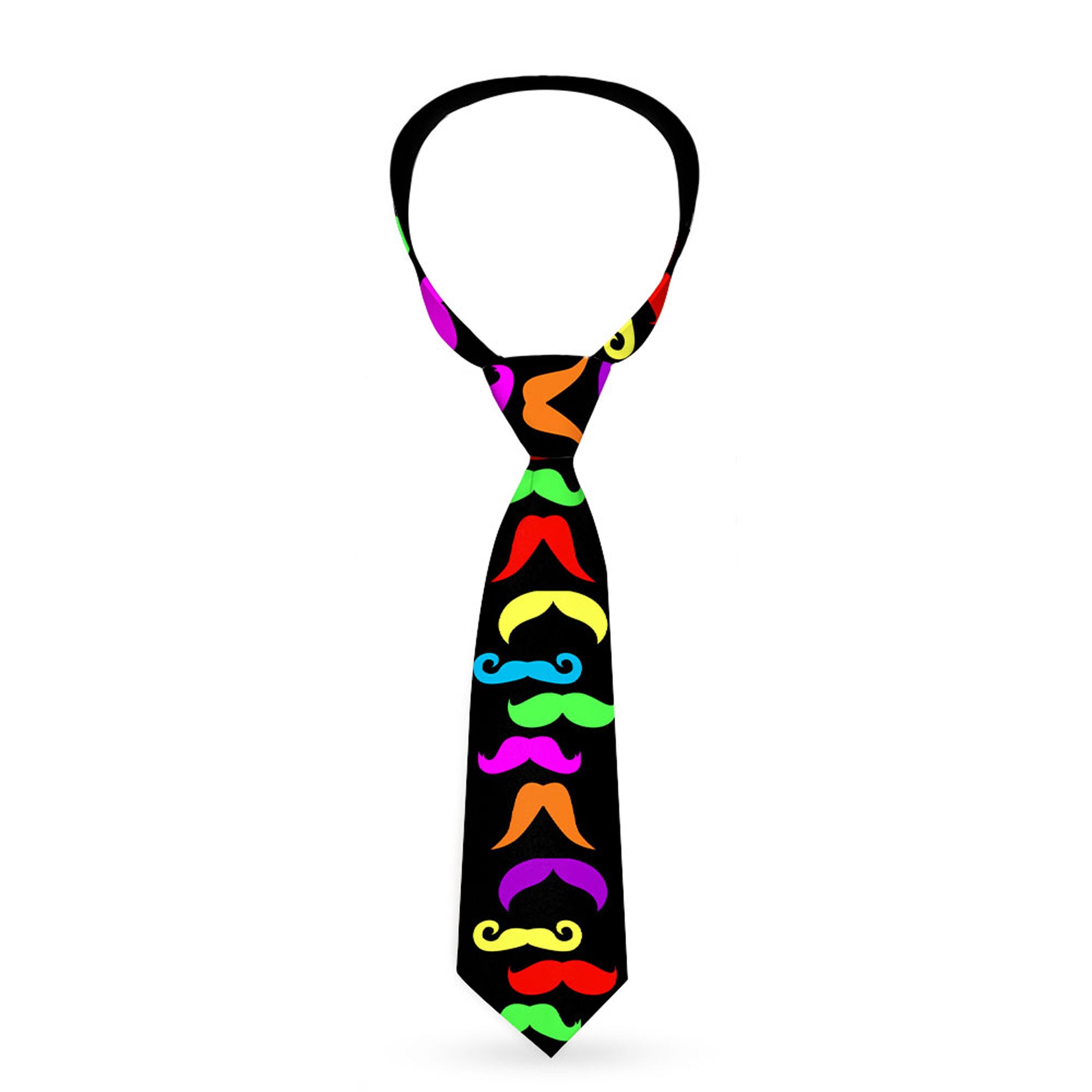 Buckle-Down Necktie - Mustaches Black/Multi Color Neckties Buckle-Down